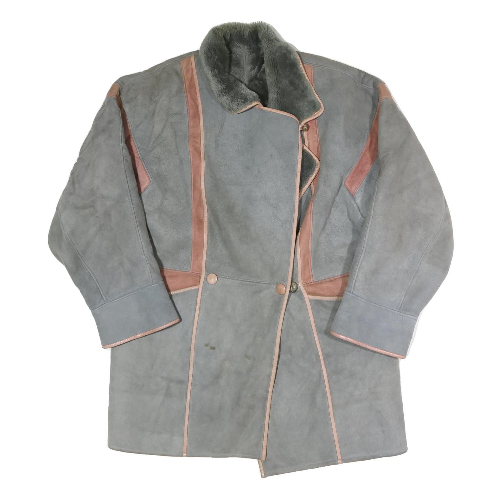 ANTOINE Womens Grey & Pink Suede Button Jacket M Shearling Long Sleeve Outerwear Refurbished - N/A refurbished available on Cerqular