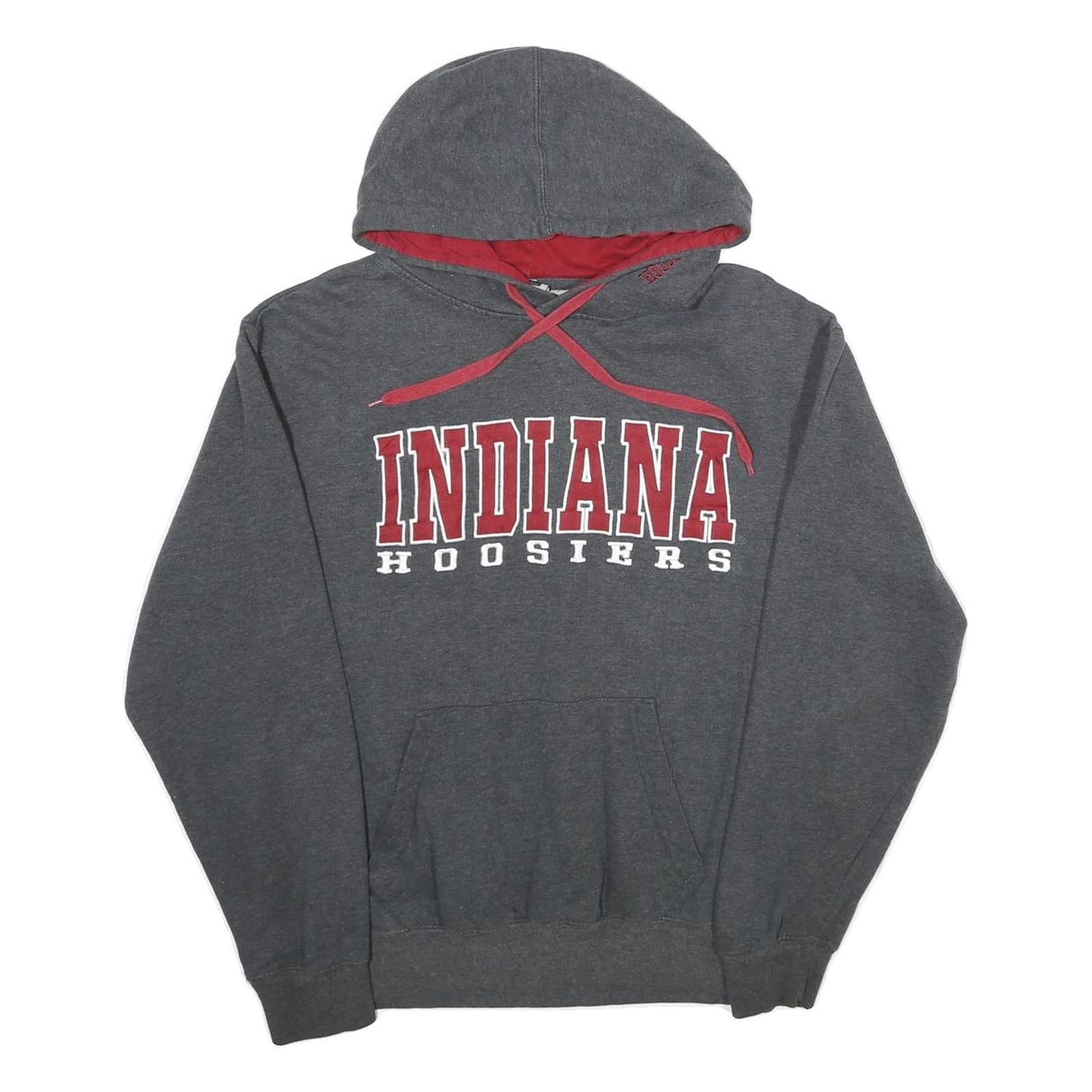 STADIUM ATHLETICS Mens Grey & Red Indiana Hoosiers Pullover Hoodie M Cotton Refurbished - N/A refurbished available on Cerqular