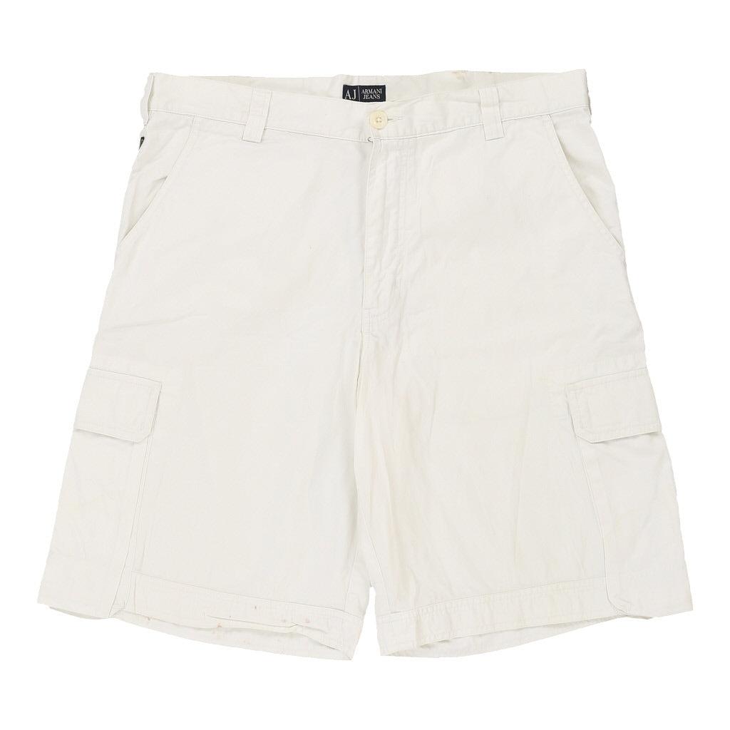 Armani Jeans Cargo Shorts - 37W 11L White Cotton Refurbished - Thrifted (note: this is a term often used to describe second- refurbished available on Cerqular