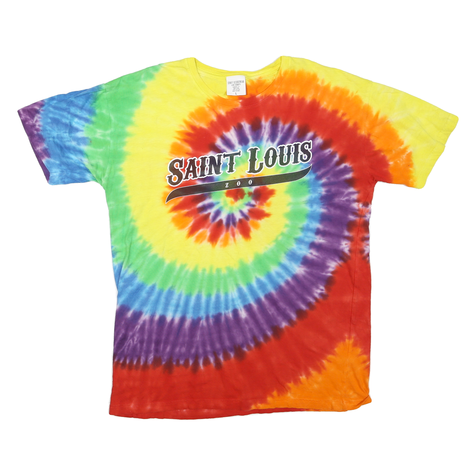 COMFY RESORTWEAR Mens Yellow & Green Tie Dye Graphic T-Shirt L Short Sleeve Crew Refurbished - N/A refurbished available on Cerqular
