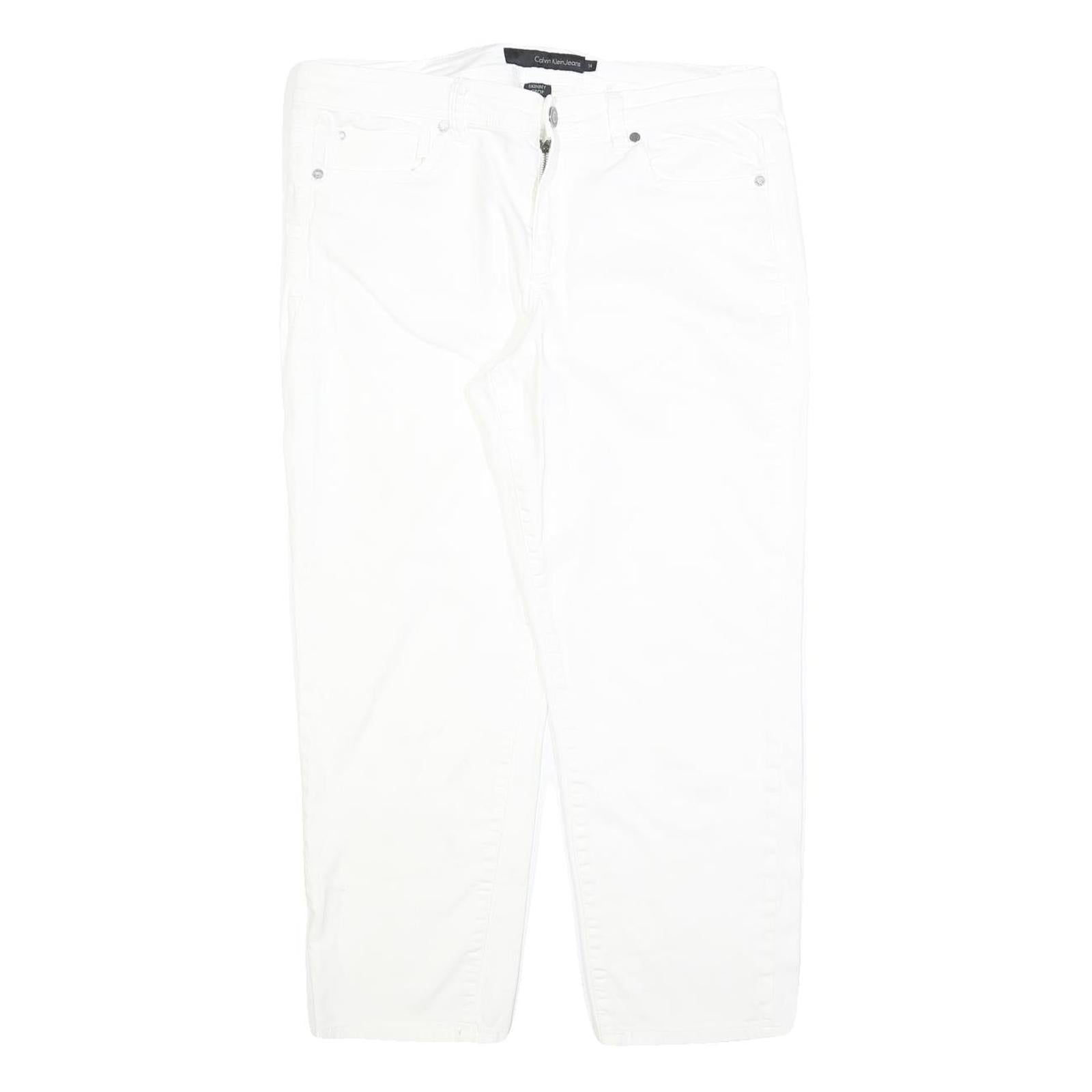 CALVIN KLEIN JEANS Womens Slim White Denim W34 L26 Zip Slim Fit Skinny Jeans Refurbished - N/A refurbished available on Cerqular