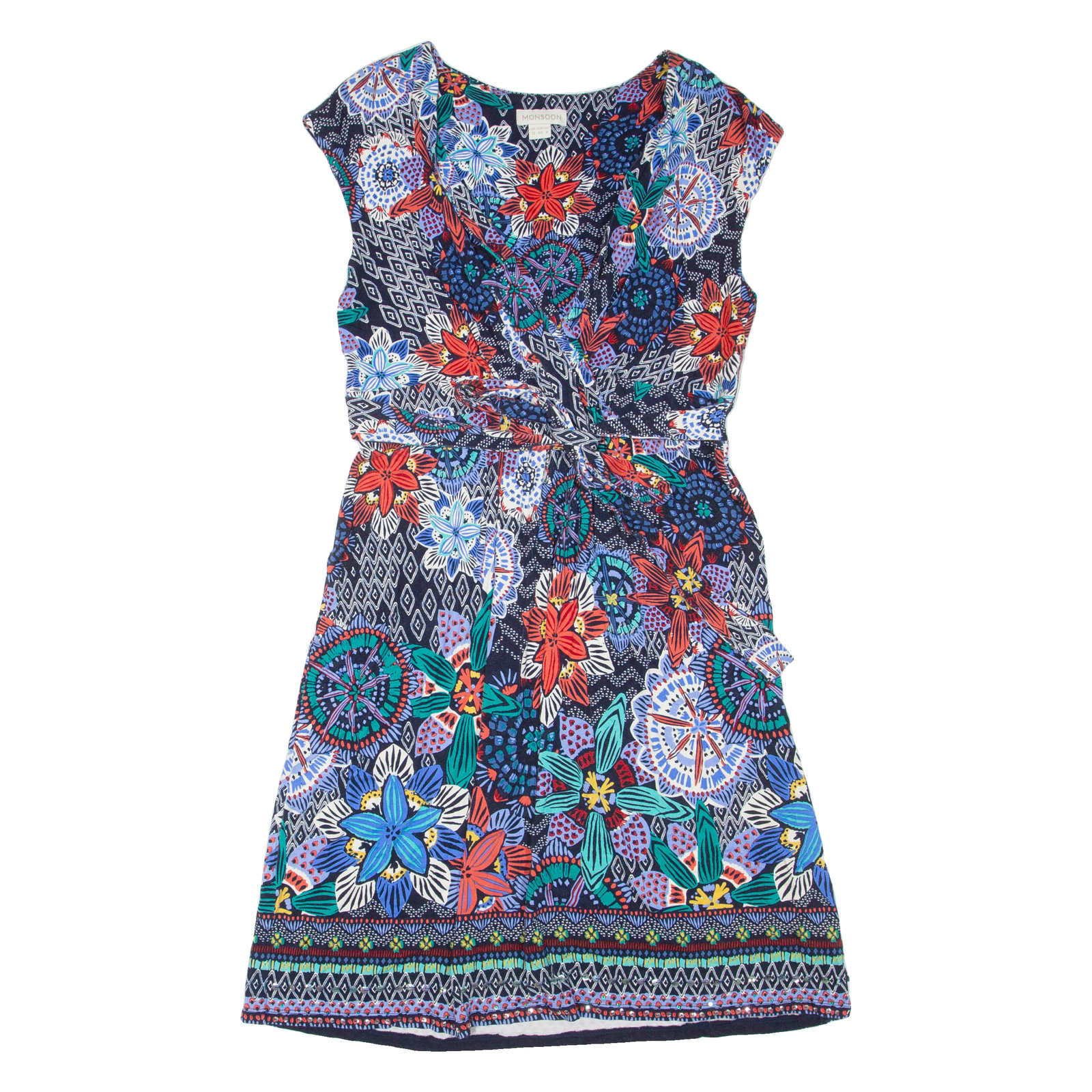 MONSOON Womens Day Dress Blue Viscose Floral Sleeveless Short UK 12 Refurbished - N/A refurbished available on Cerqular
