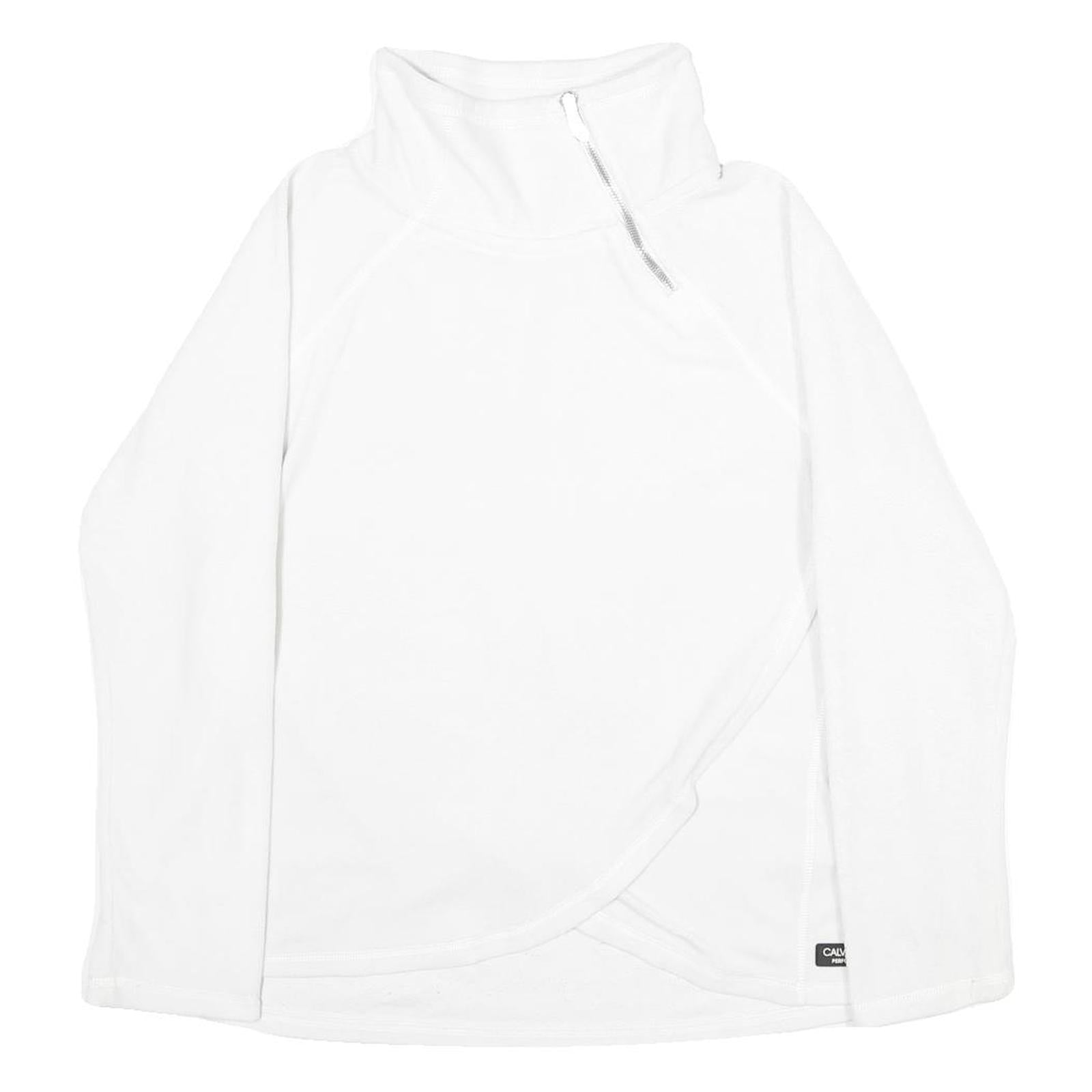 CALVIN KLEIN JEANS Womens White Plain Pullover Jumper High Neck S Polyester Refurbished - N/A refurbished available on Cerqular