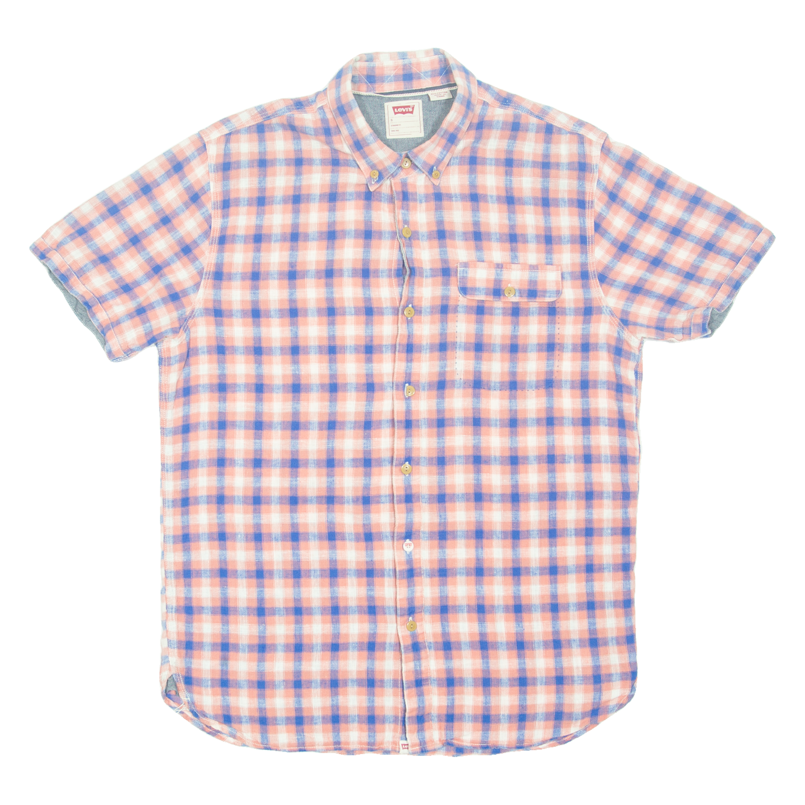LEVI'S Mens Shirt Pink Check S Refurbished - N/A refurbished available on Cerqular