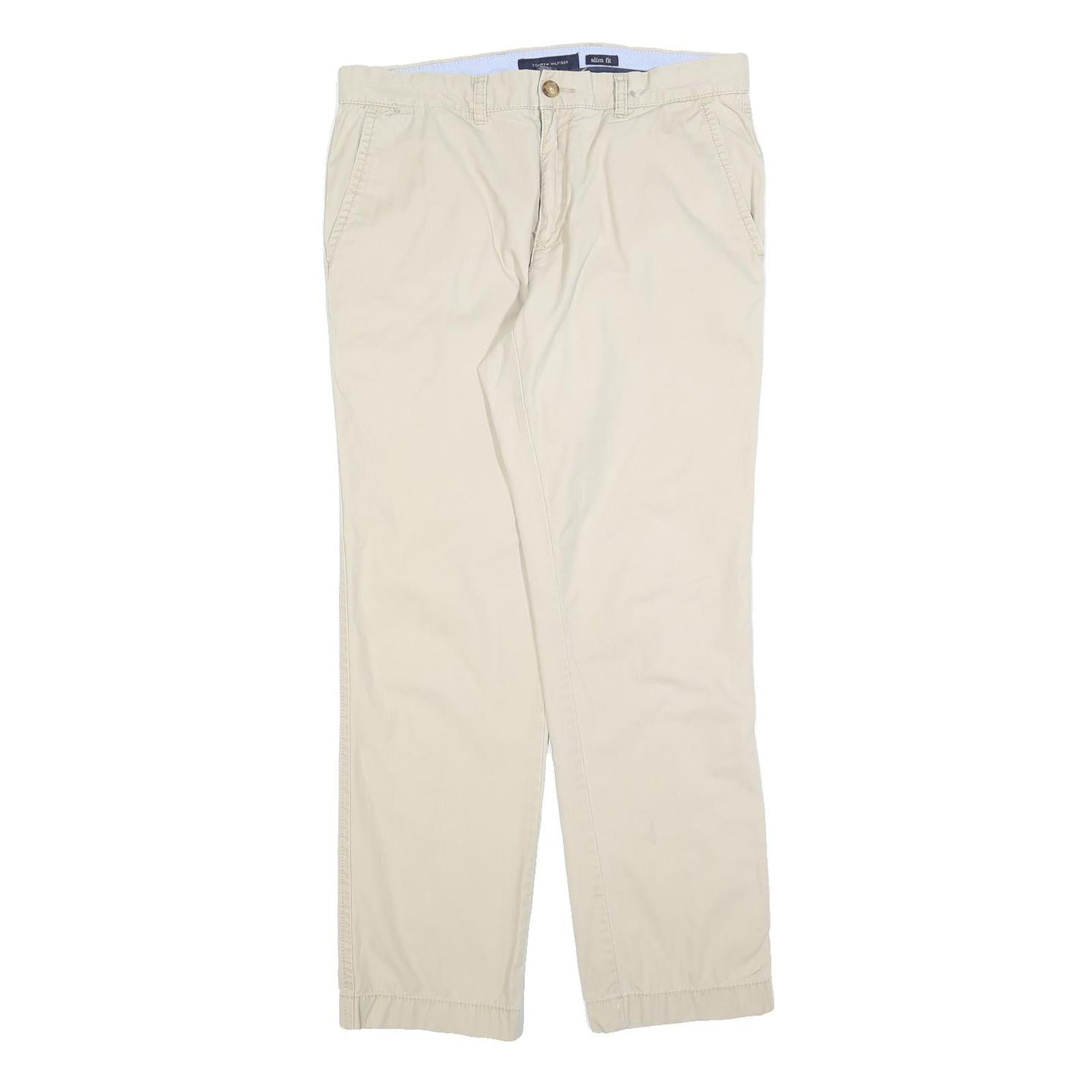 Buy TOMMY HILFIGER Mens Slim Fit Beige Cotton Blend Trousers W32 L30 Zip Closure Refurbished - $41.59 TOMMY HILFIGER Mens Slim Fit Beige Cotton Blend Trousers W32 L30 Zip Closure Refurbished - N/A refurbished available on Cerqular