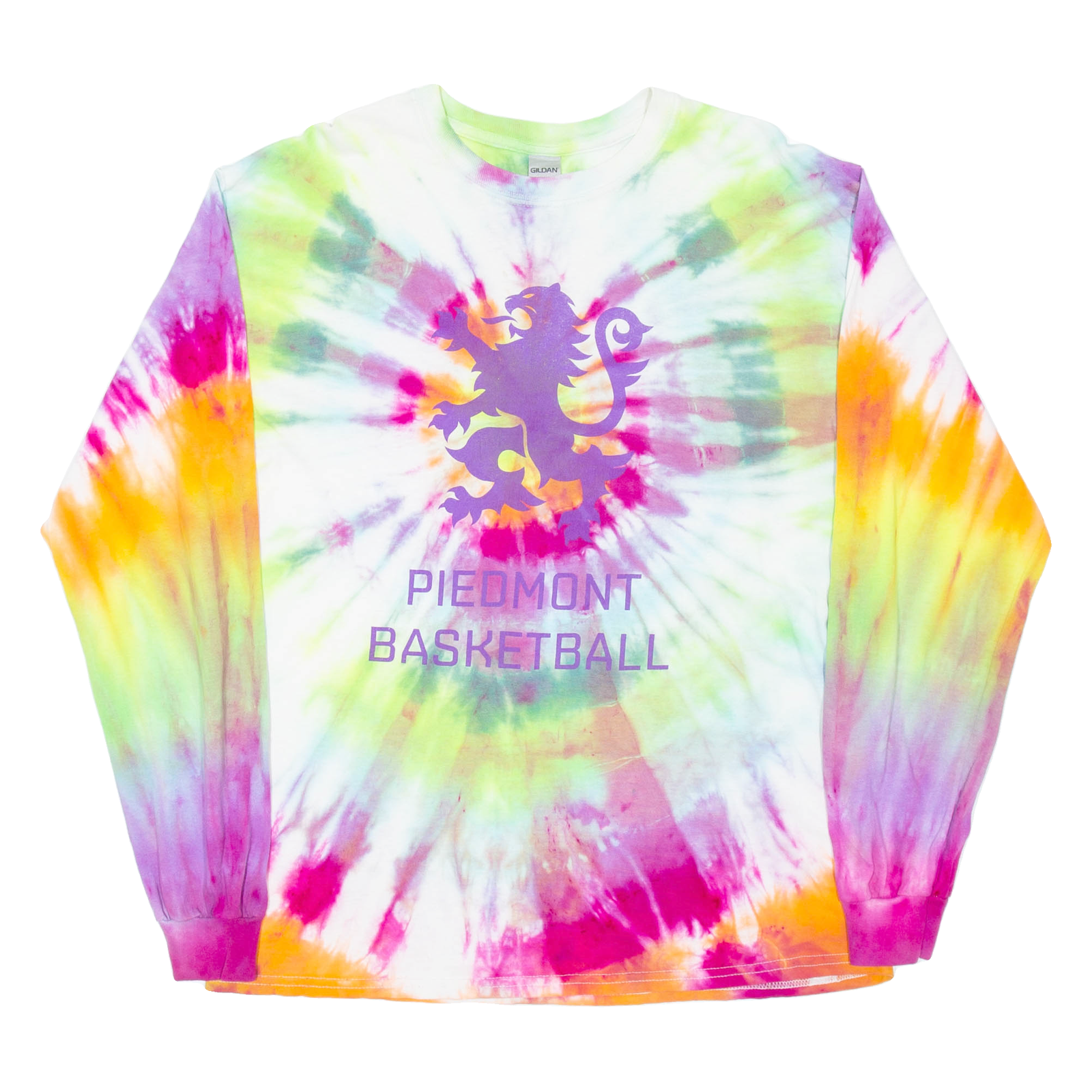 GILDAN Piedmont Basketball Womens Tie Dye T-Shirt Purple Long Sleeve USA L Refurbished - N/A refurbished available on Cerqular