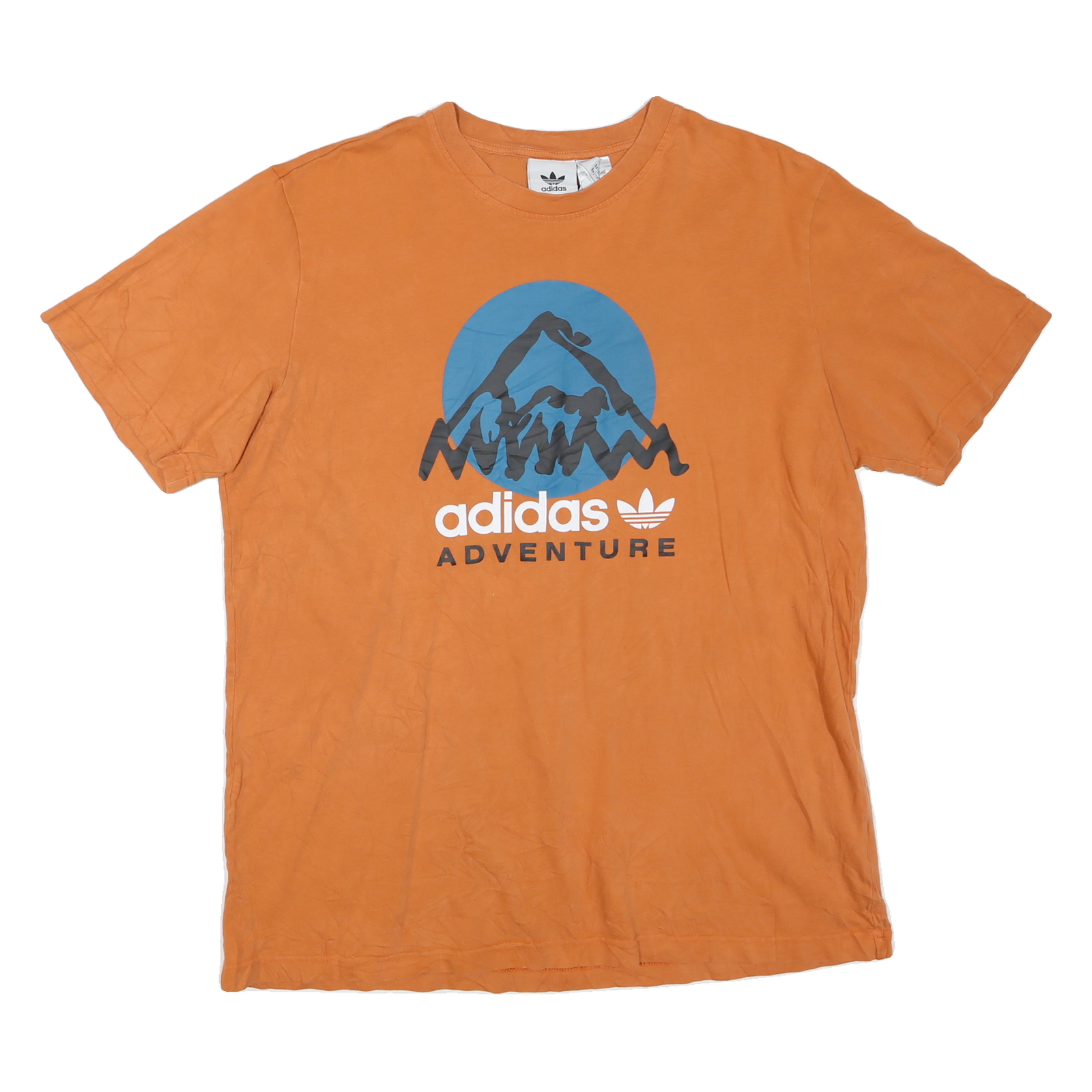 ADIDAS Mens Orange Blue Adventure Graphic T-Shirt M Crew Neck Short Sleeve Refurbished - N/A refurbished available on Cerqular