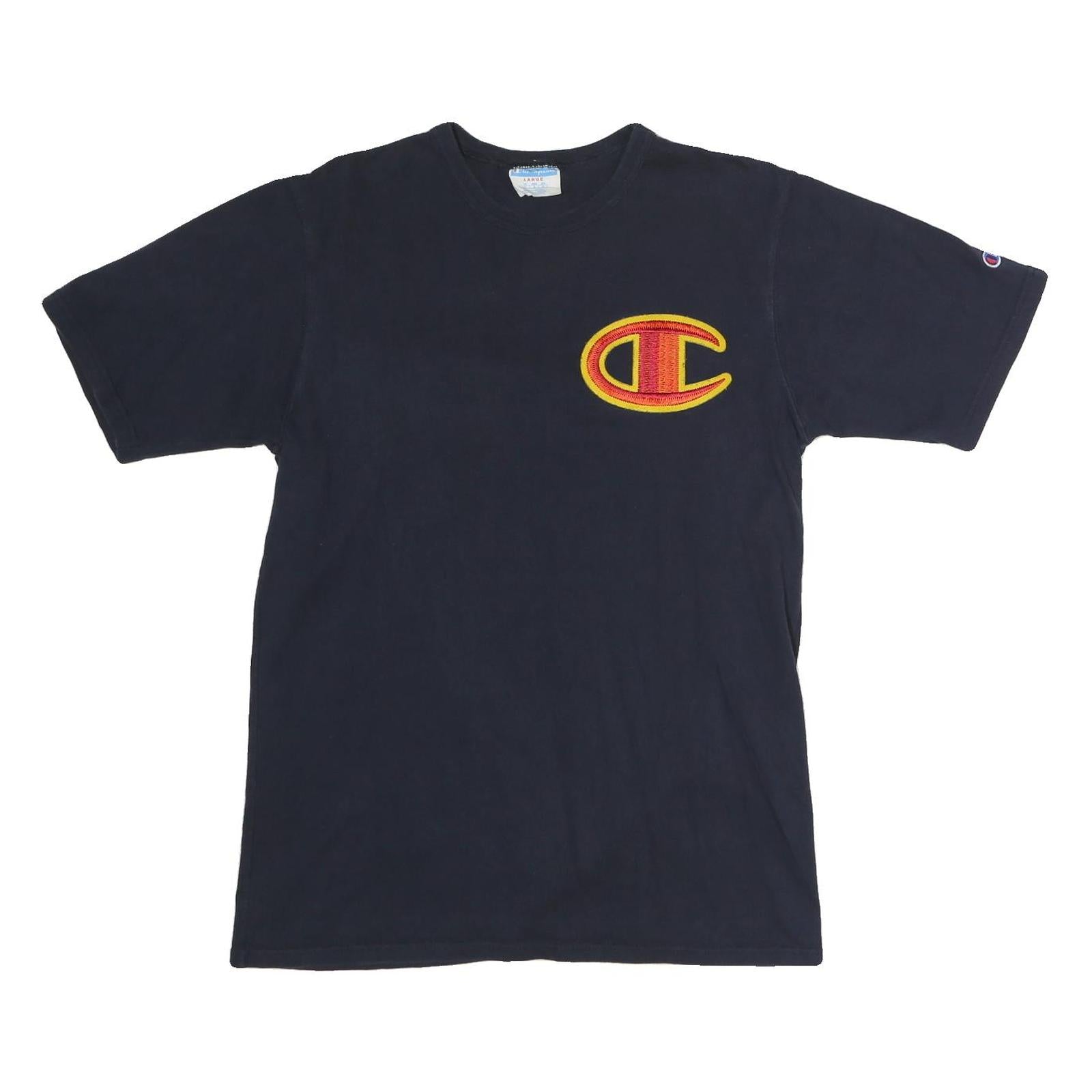 CHAMPION Mens Navy Blue Cotton Classic T-Shirt Short Sleeve Crew Neck L Logo Refurbished - N/A refurbished available on Cerqular