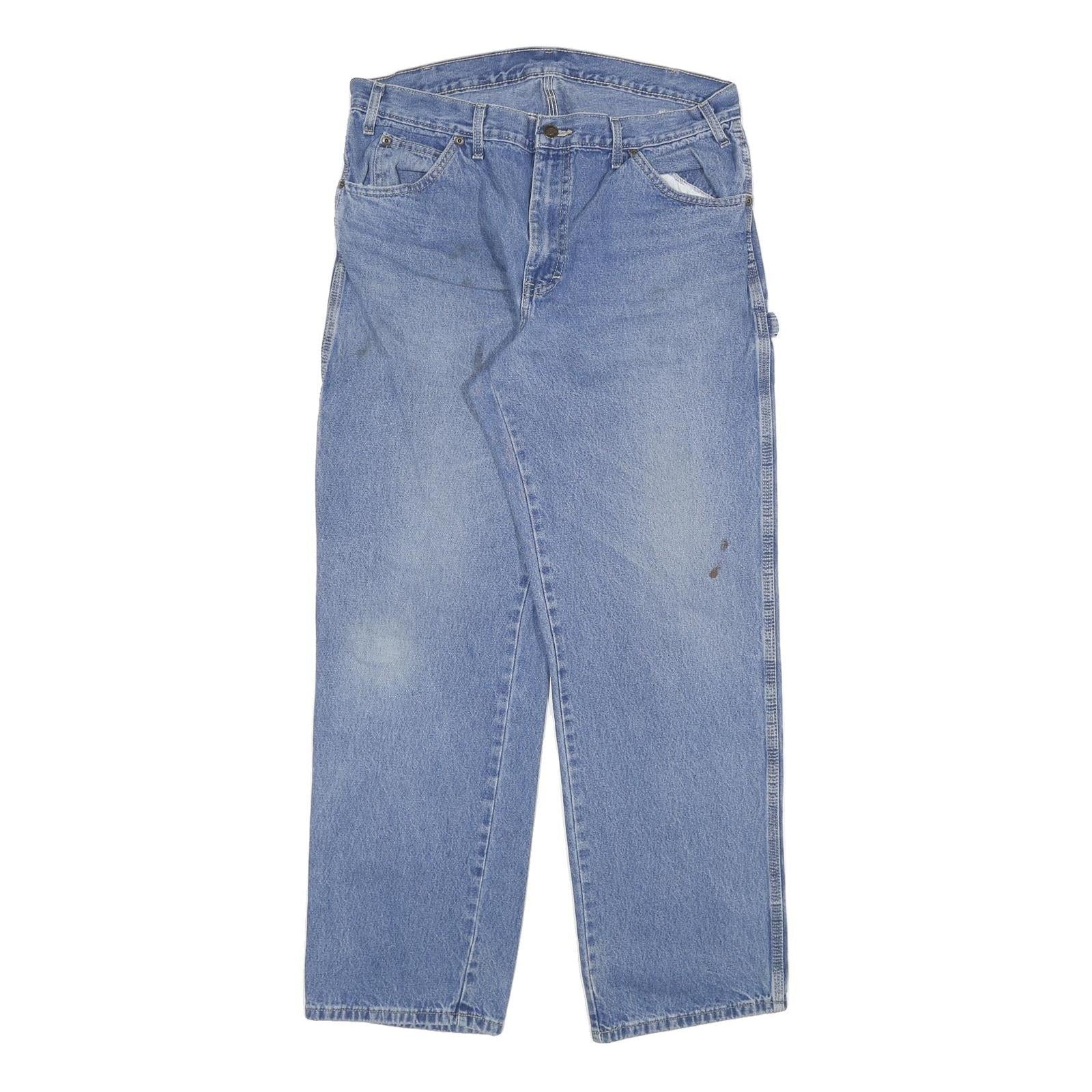 DICKIES Mens Regular Blue Denim Straight Jeans W34 L31 Durable Workwear Zip Refurbished - N/A refurbished available on Cerqular