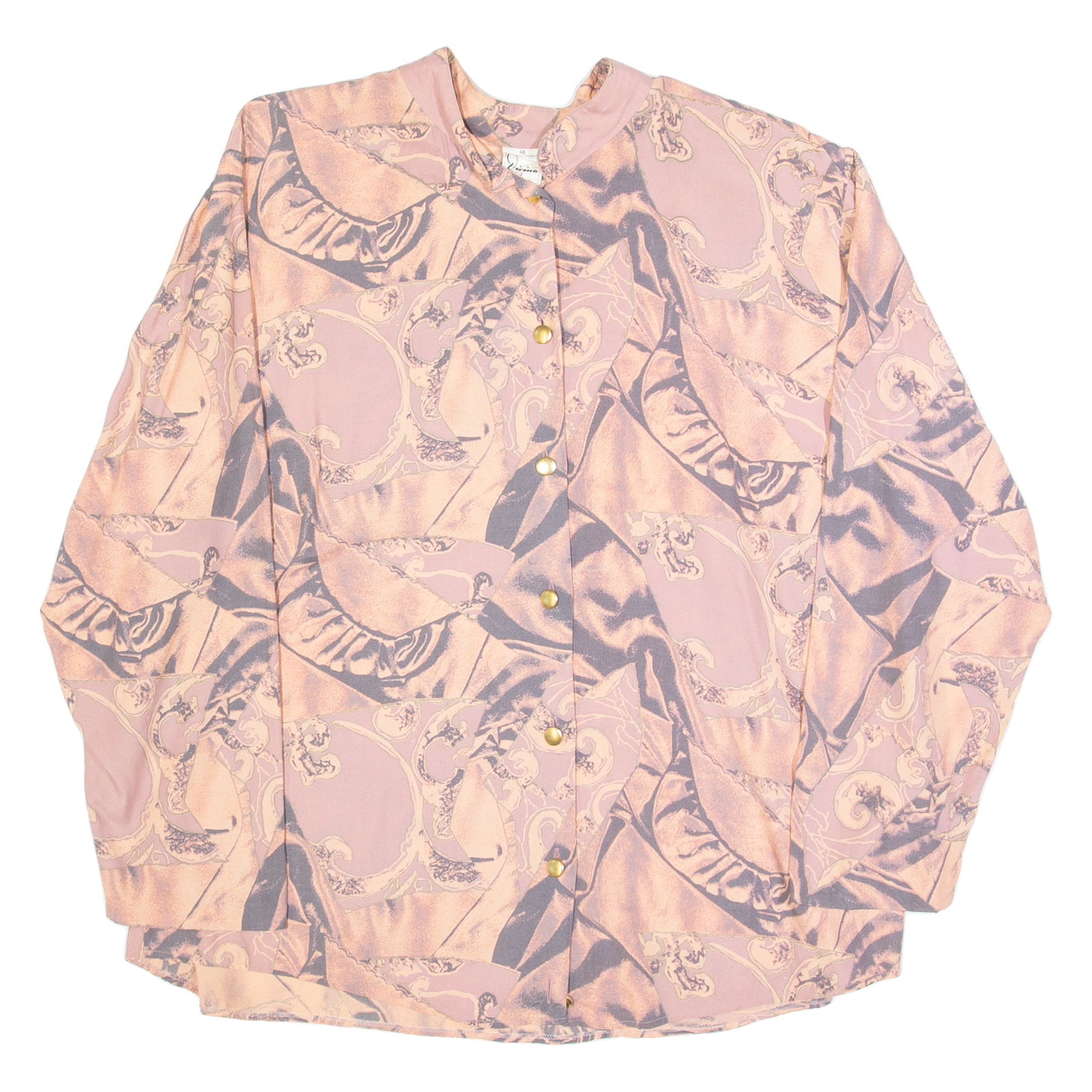 DIVINA Womens Printed Blouse Pink Long Sleeve Crazy Pattern L Refurbished - N/A refurbished available on Cerqular
