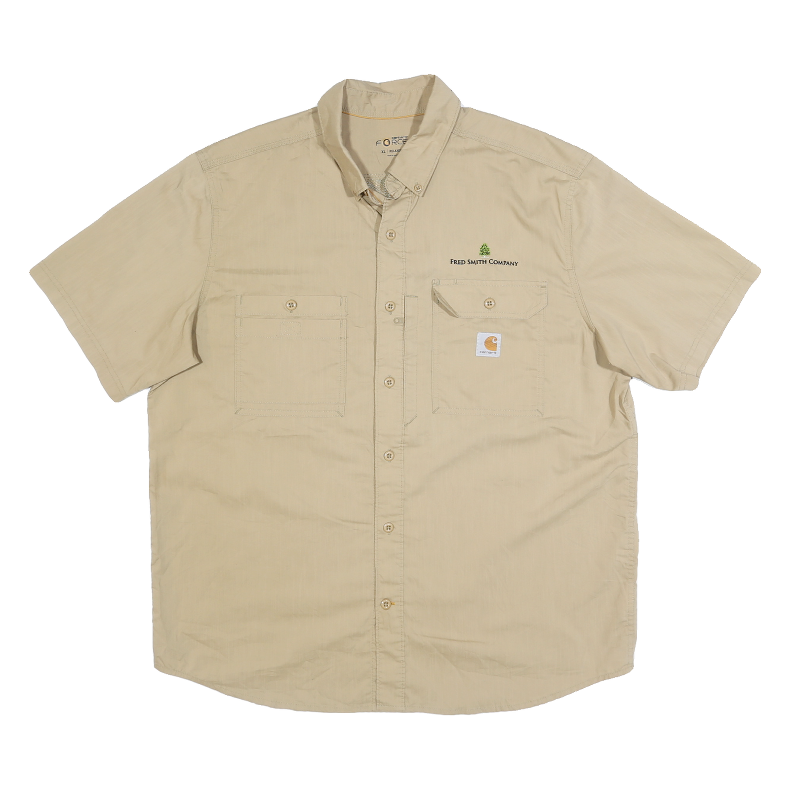 CARHARTT Mens Beige Plain Work Shirt Fred Smith Company Logo XL Relaxed Fit Refurbished - N/A refurbished available on Cerqular