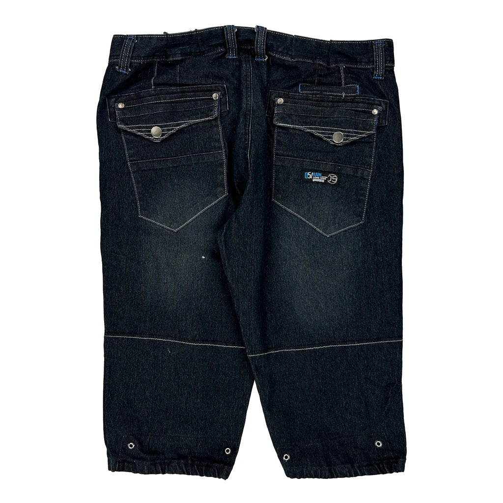 Krobar Cargo Denim Shorts - 36W 14L Dark Wash Cotton Refurbished - Thrifted (note: this is a term often used to describe second- refurbished available on Cerqular