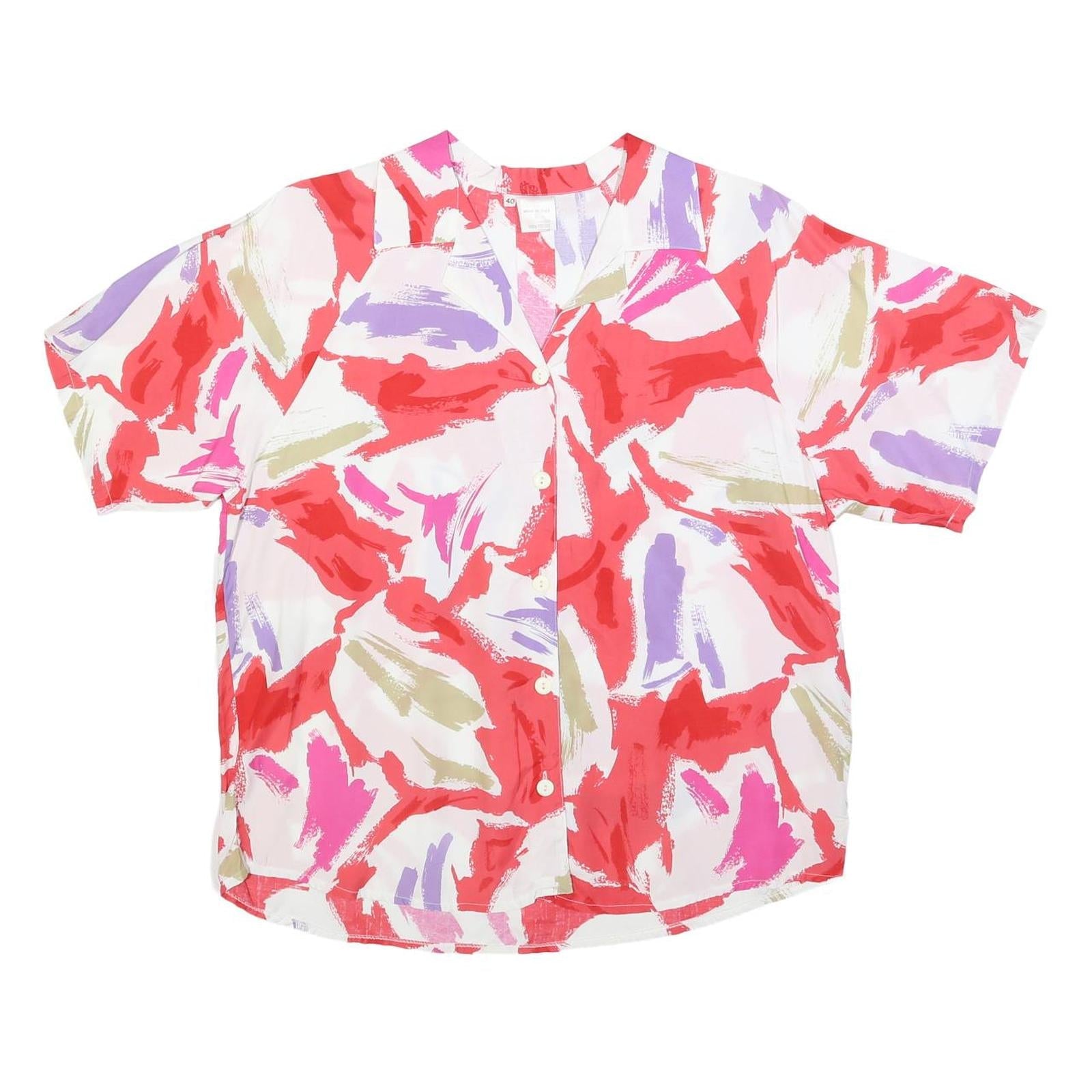 Buy Womens Red Pink Purple White Printed Viscose Shirt Short Sleeve Button Neck L Refurbished - $18.19 Womens Red Pink Purple White Printed Viscose Shirt Short Sleeve Button Neck L Refurbished - N/A refurbished available on Cerqular