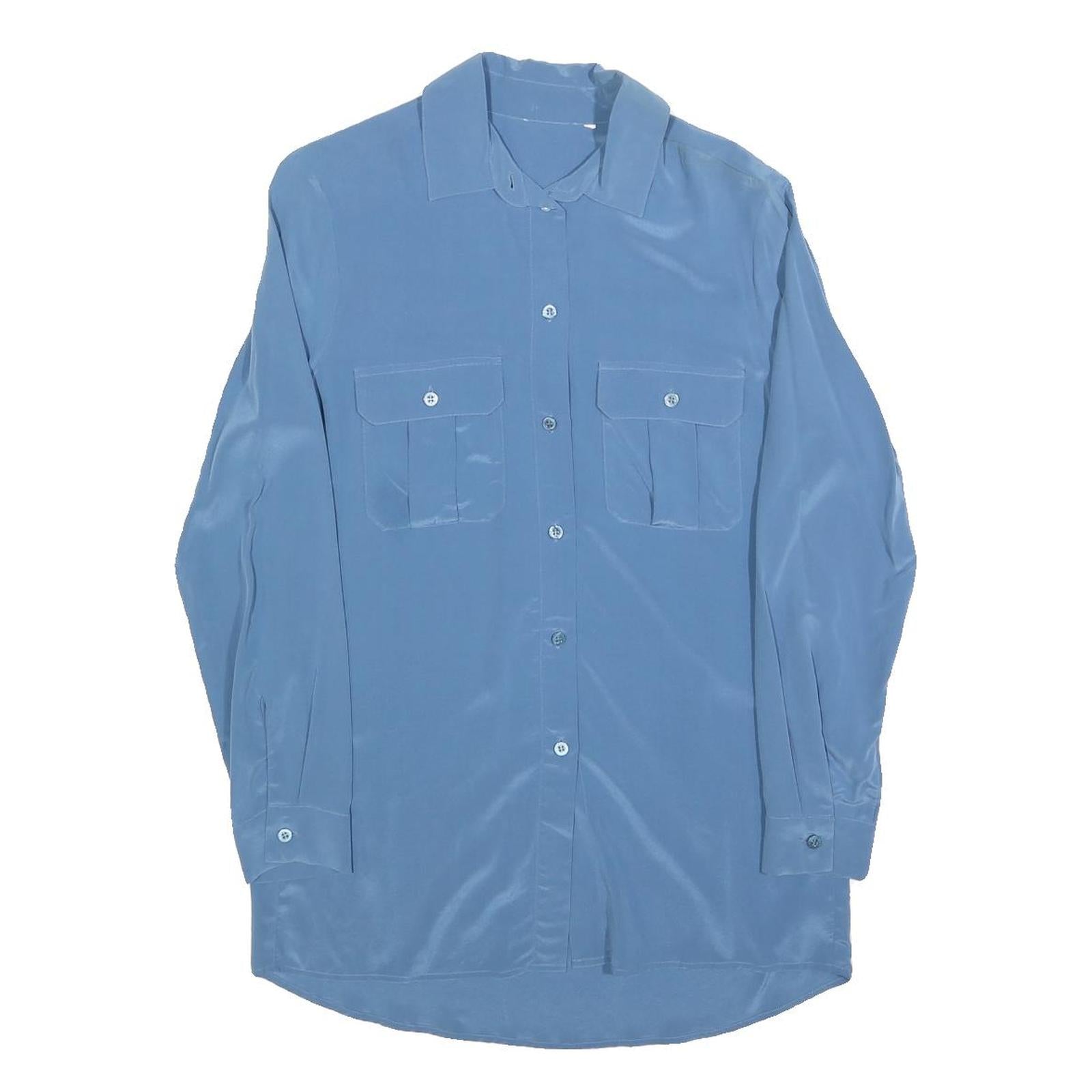 Womens Blue Basic Shirt Long Sleeve Collared Plain Size S Casual Office Refurbished - N/A refurbished available on Cerqular