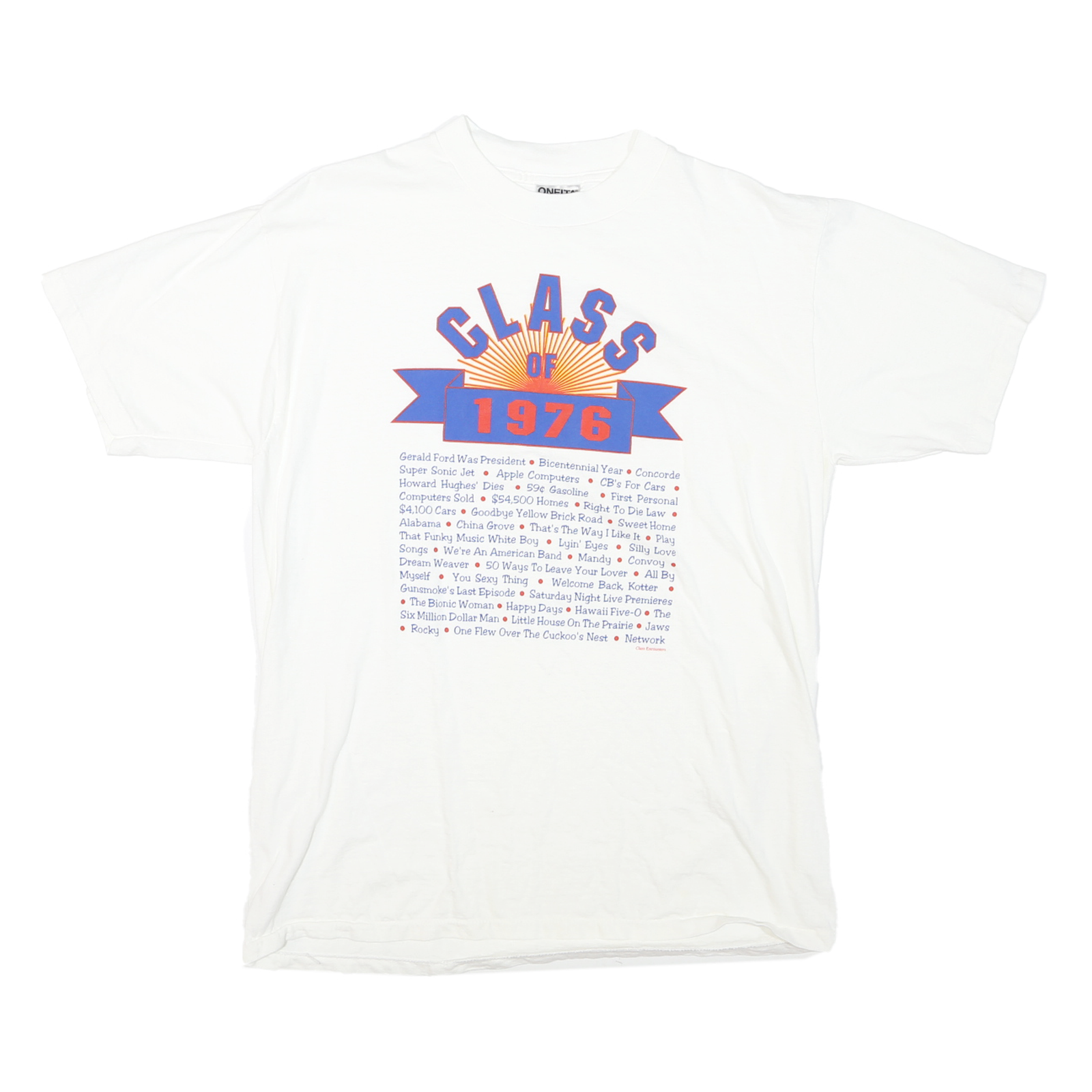 Mens White Class Of 1976 Graphic T-Shirt L Short Sleeve Crew Neck Vintage Style Refurbished - N/A refurbished available on Cerqular