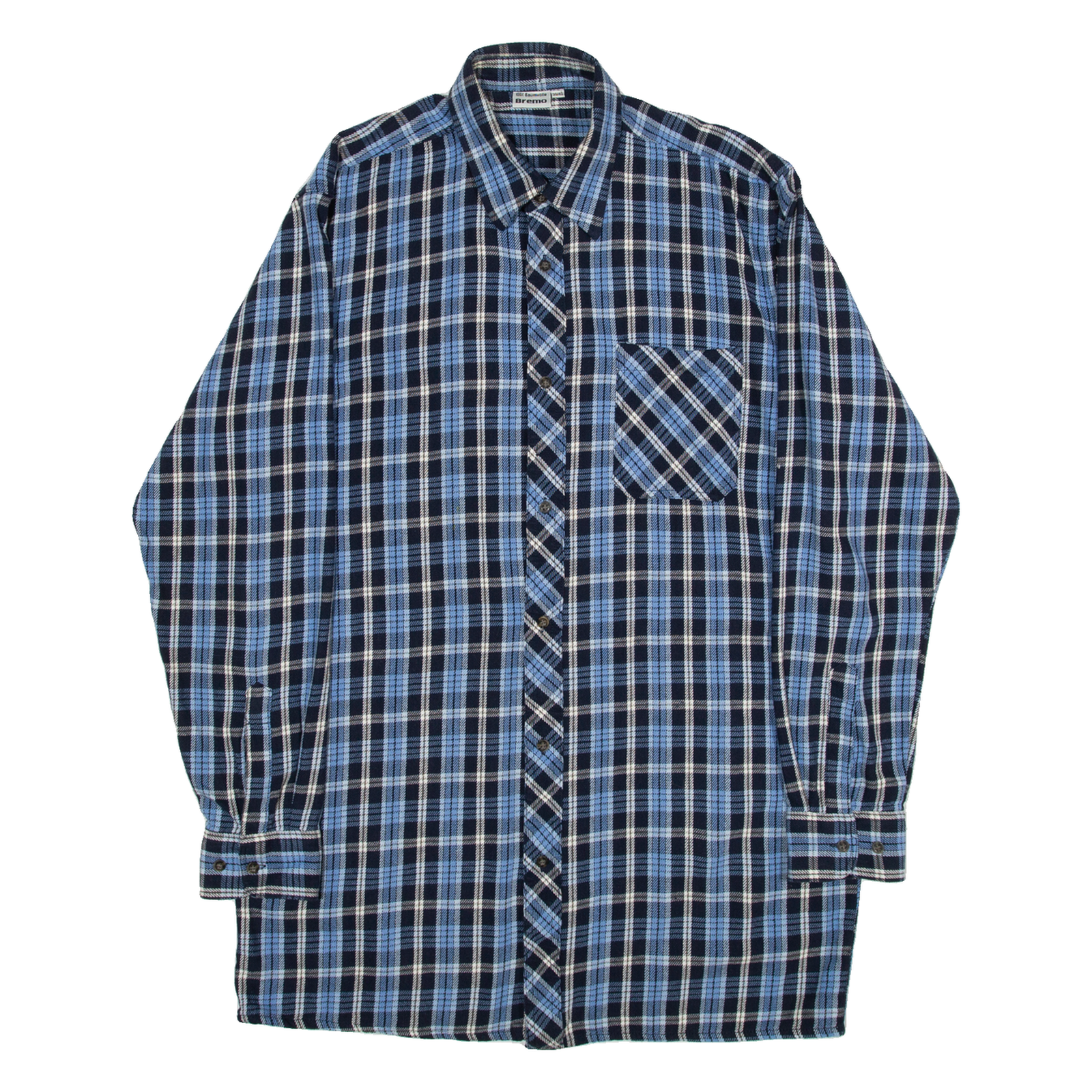 BREMO Mens Shirt Blue Check Long Sleeve L Refurbished - N/A refurbished available on Cerqular