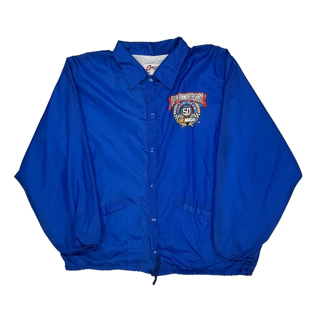 50Th Anniversary Competitors View Nascar Windbreaker - XL Blue Nylon Refurbished - Thrifted (note: this is a term often used to describe second- refurbished available on Cerqular