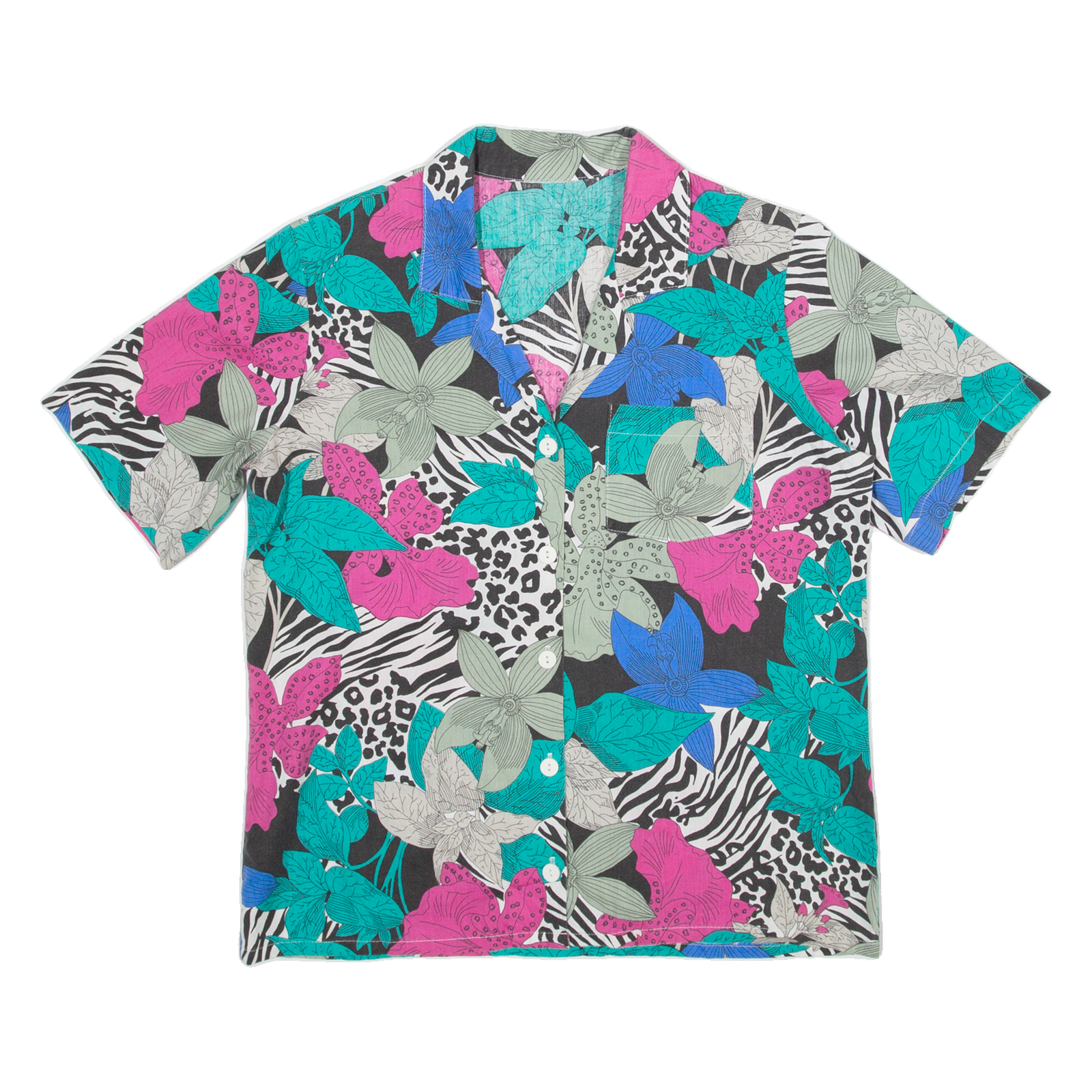 Womens Printed Shirt Green Collared Floral S Refurbished - N/A refurbished available on Cerqular