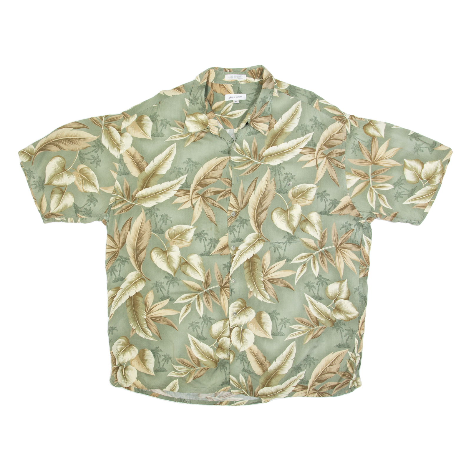 PIERRE CARDIN Mens Hawaiian Shirt Green Floral 2XL Refurbished - N/A refurbished available on Cerqular