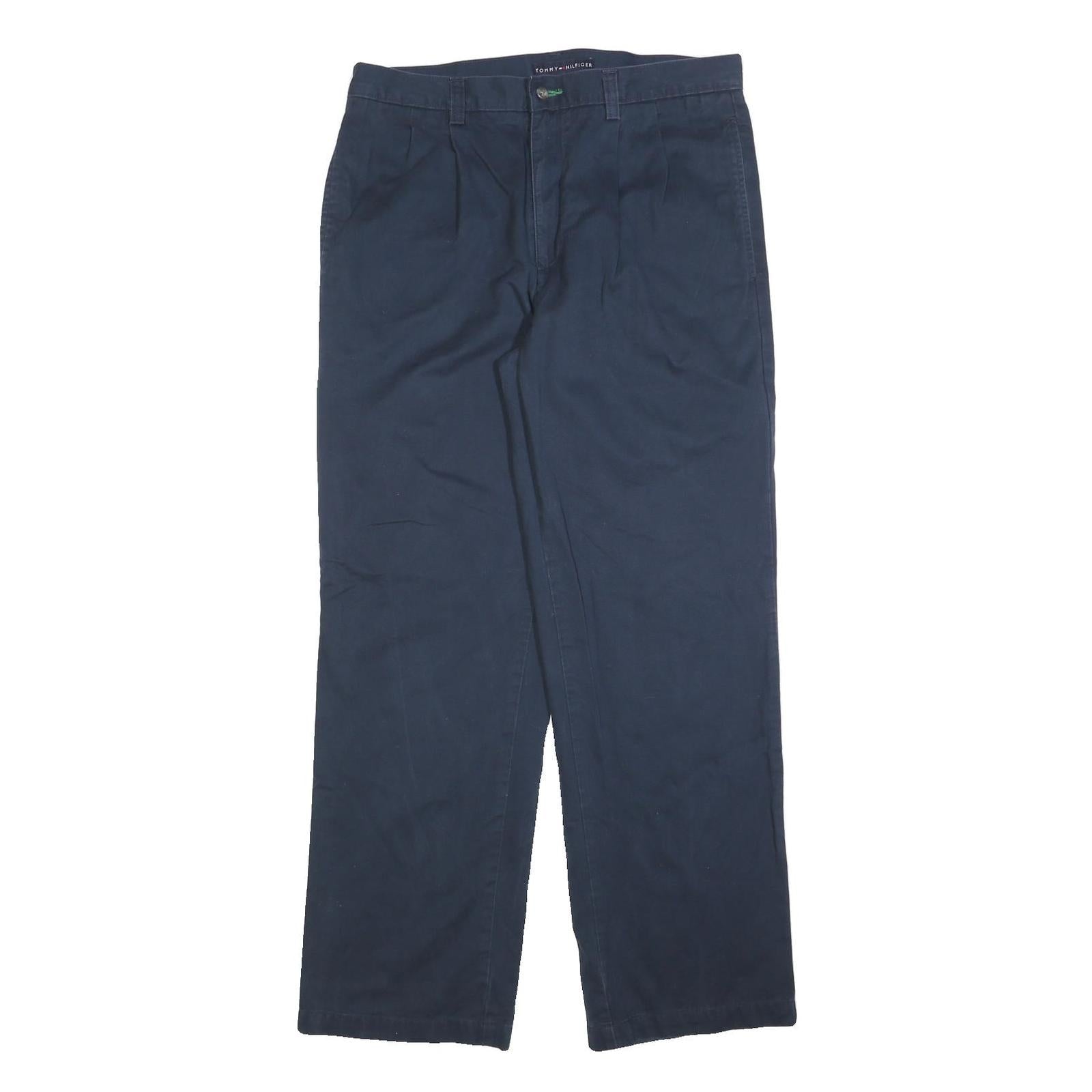 TOMMY HILFIGER Mens Cotton Blend Navy Regular Straight Trousers W33 L32 Refurbished - N/A refurbished available on Cerqular