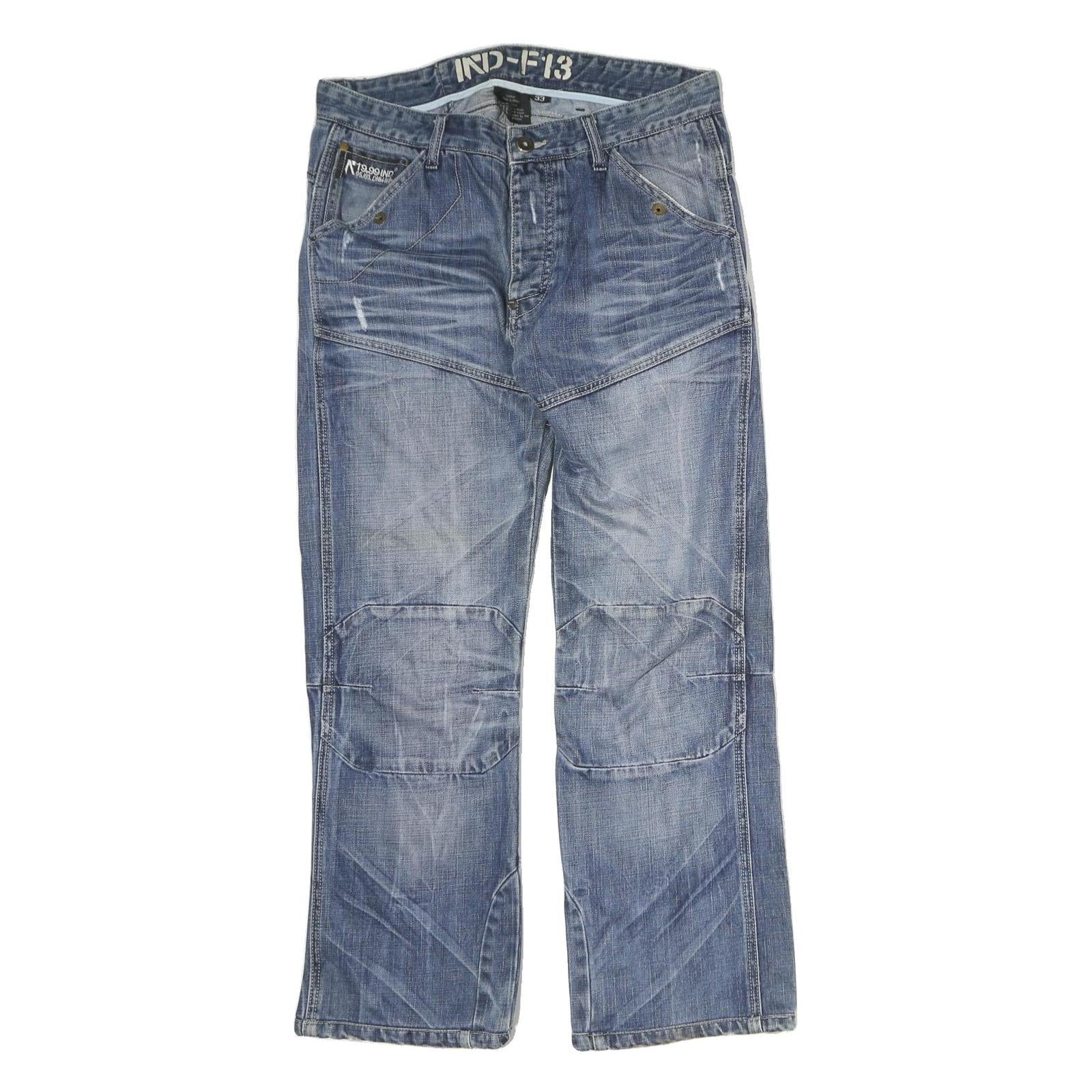 IND - F13 Mens Cotton Regular Blue Jeans W31 L28 Casual Zip Pocket Design Refurbished - N/A refurbished available on Cerqular