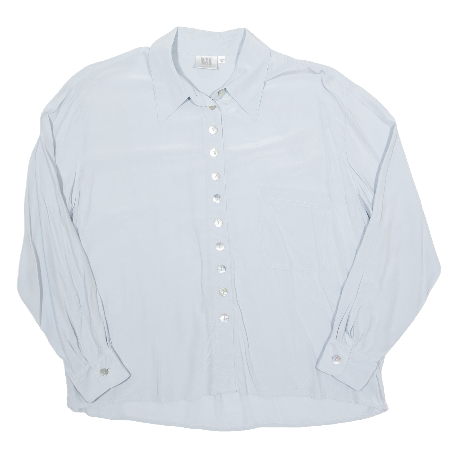 MADELINE Womens Blouse Blue Long Sleeve M Refurbished - N/A refurbished available on Cerqular