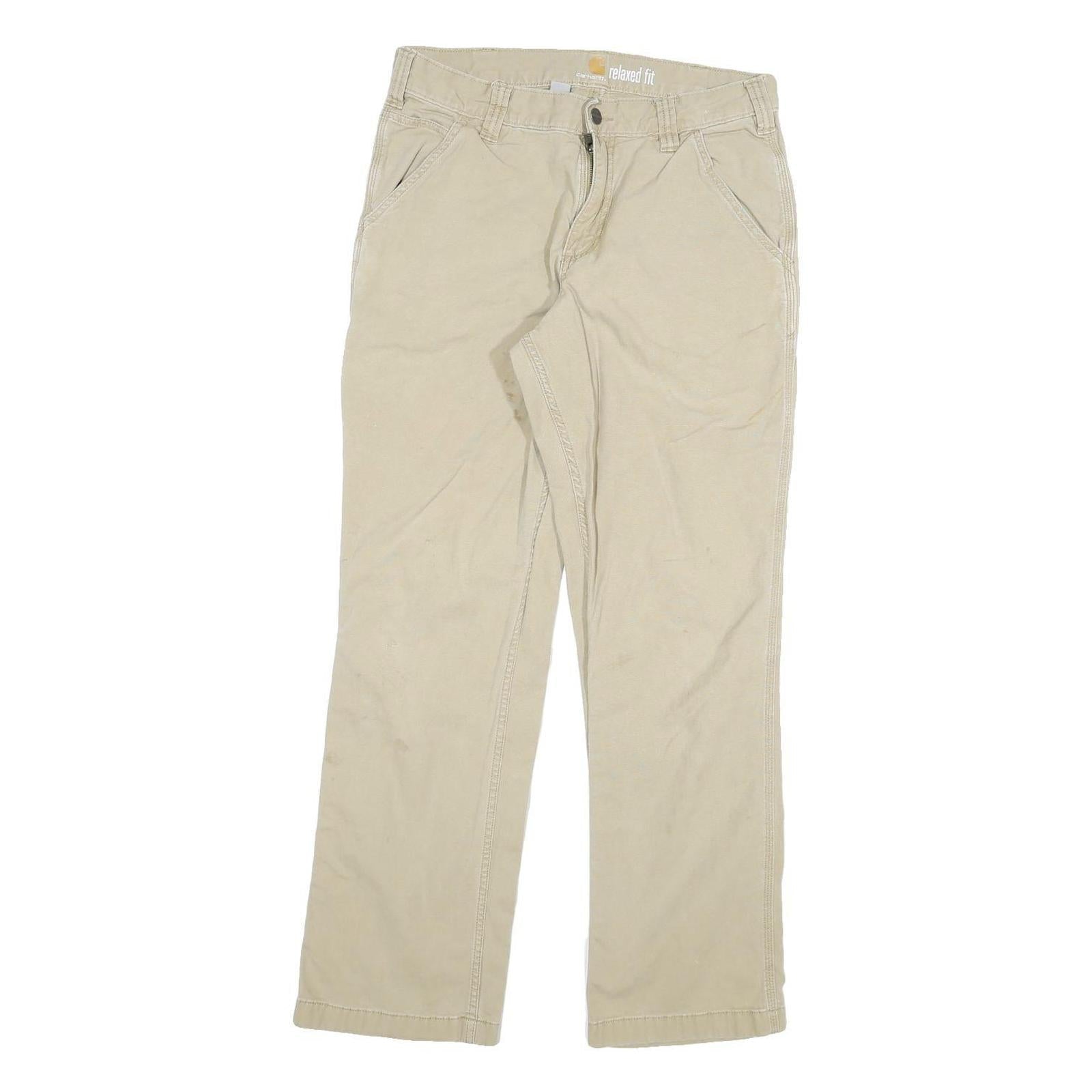 CARHARTT Mens Cotton Blend Beige Relaxed Zip Trousers W30 L29 Workwear Casual Refurbished - N/A refurbished available on Cerqular