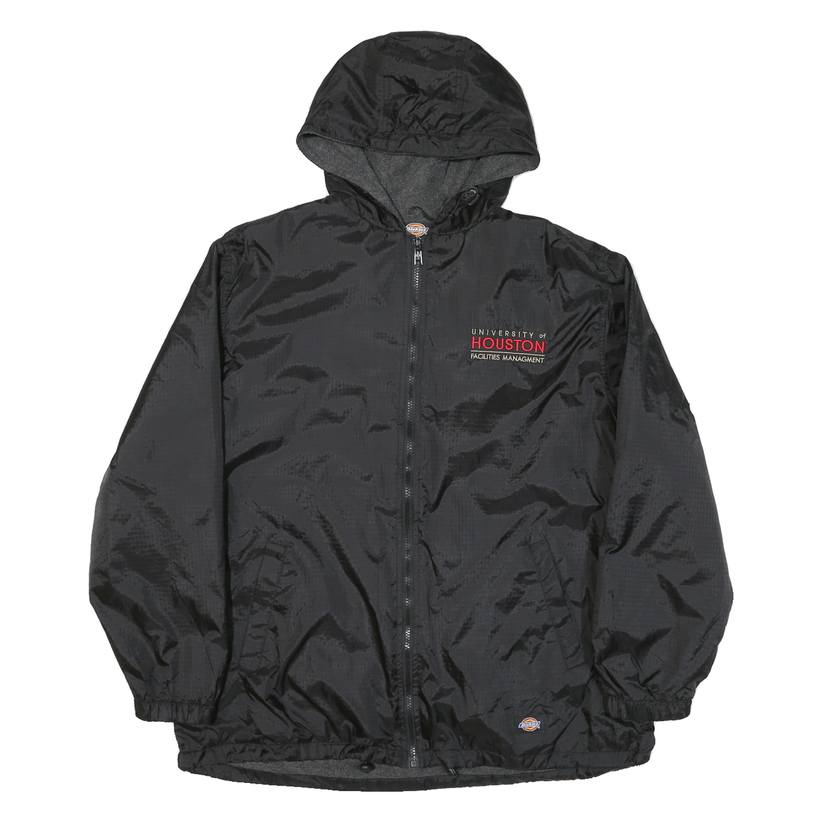 DICKIES Mens Black Hooded Jacket L Polyester Blend Plain Zip Casual Workwear Refurbished - N/A refurbished available on Cerqular