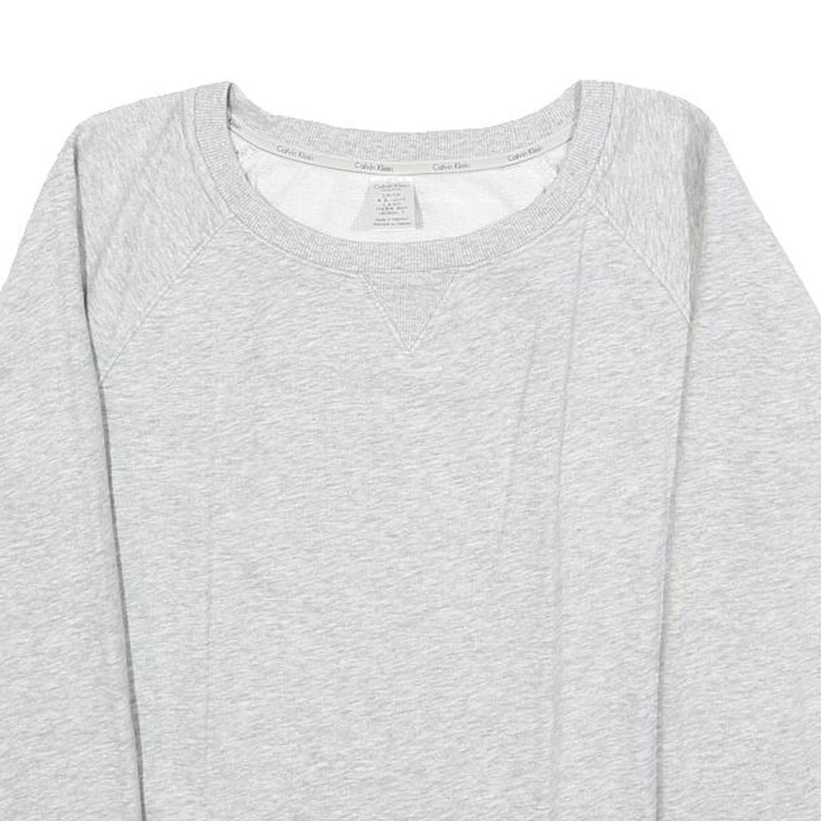 CALVIN KLEIN Womens Grey Sweatshirt Crew Neck S Logo Trim Pullover Cotton Blend Refurbished - N/A refurbished available on Cerqular