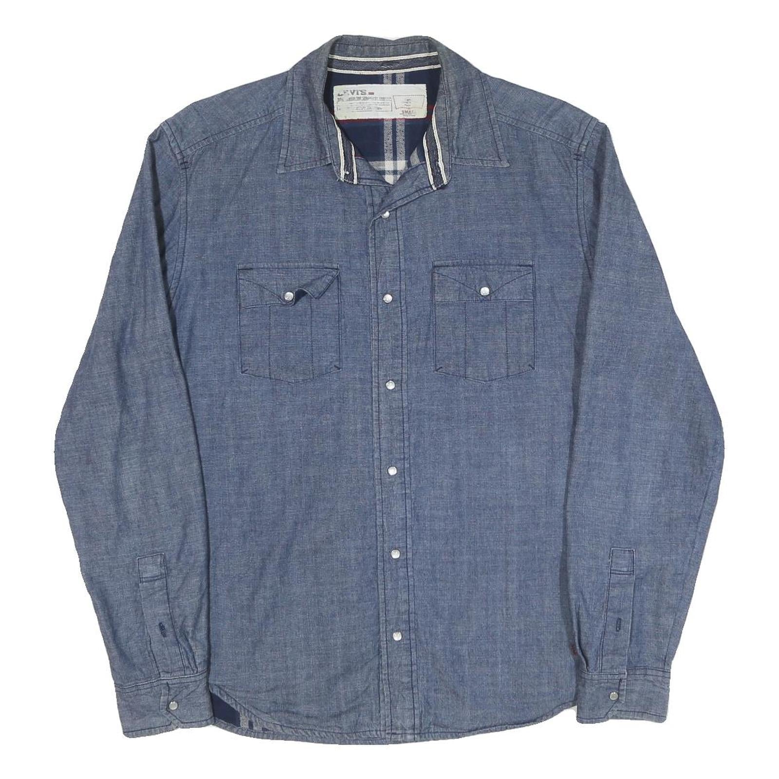 LEVI'S Mens Blue Cotton Blend Shirt S Classic Western Style Button Closure Refurbished - N/A refurbished available on Cerqular