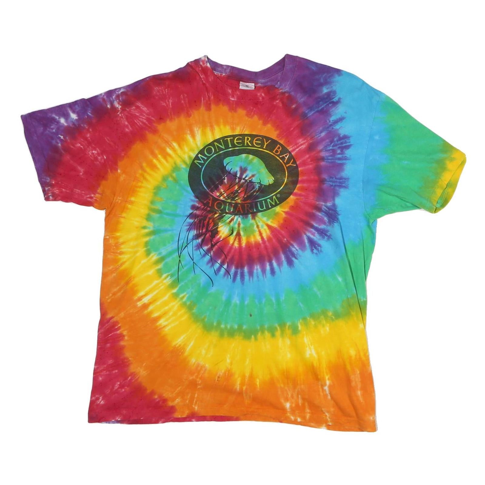 ANVIL Mens Multi Tie Dye Monterey Bay Aquarium Graphic T-Shirt XL Short Sleeve Refurbished - N/A refurbished available on Cerqular