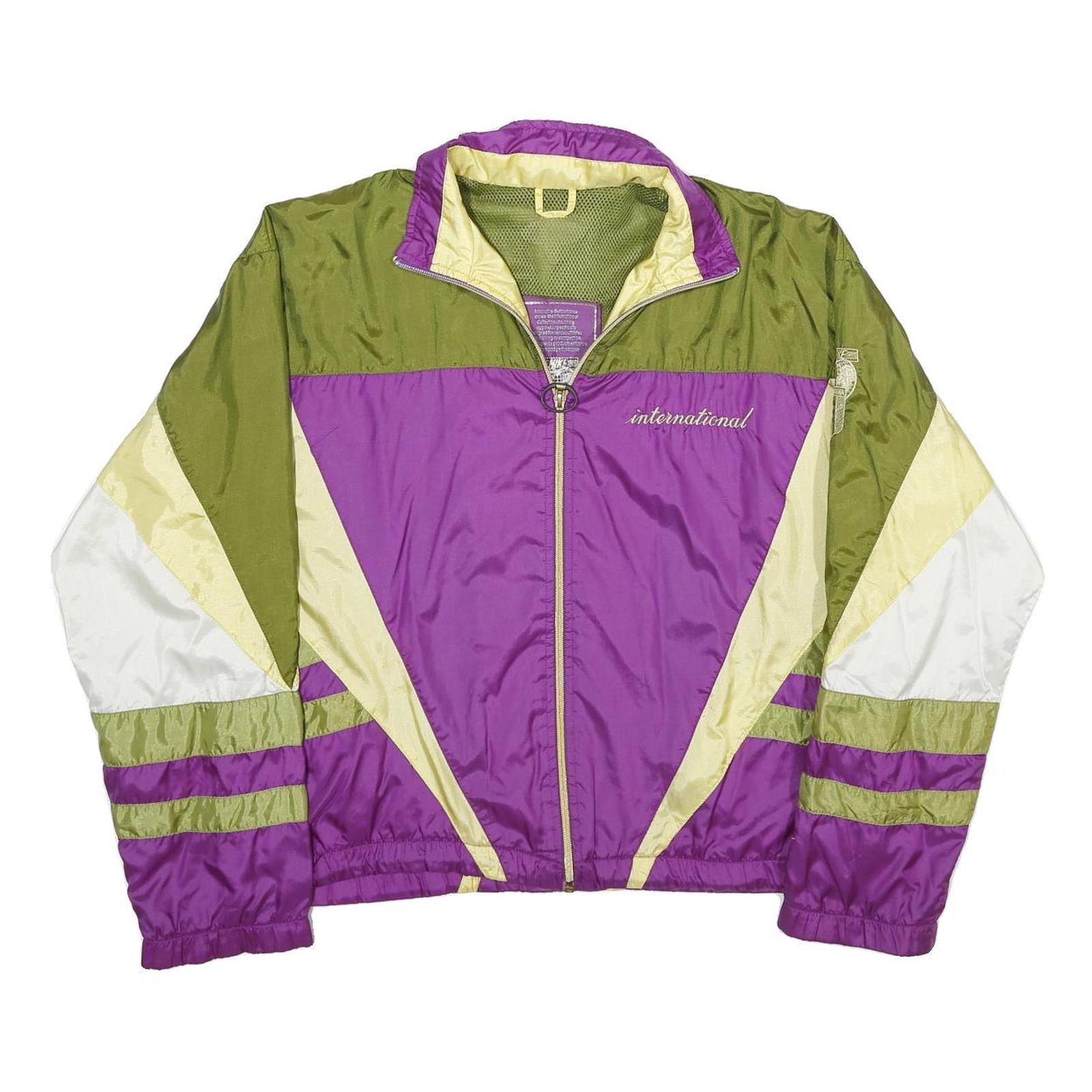 NIKE Womens Purple Green & Cream Vintage Track Jacket XS Nylon Colourblock Zip Refurbished - N/A refurbished available on Cerqular