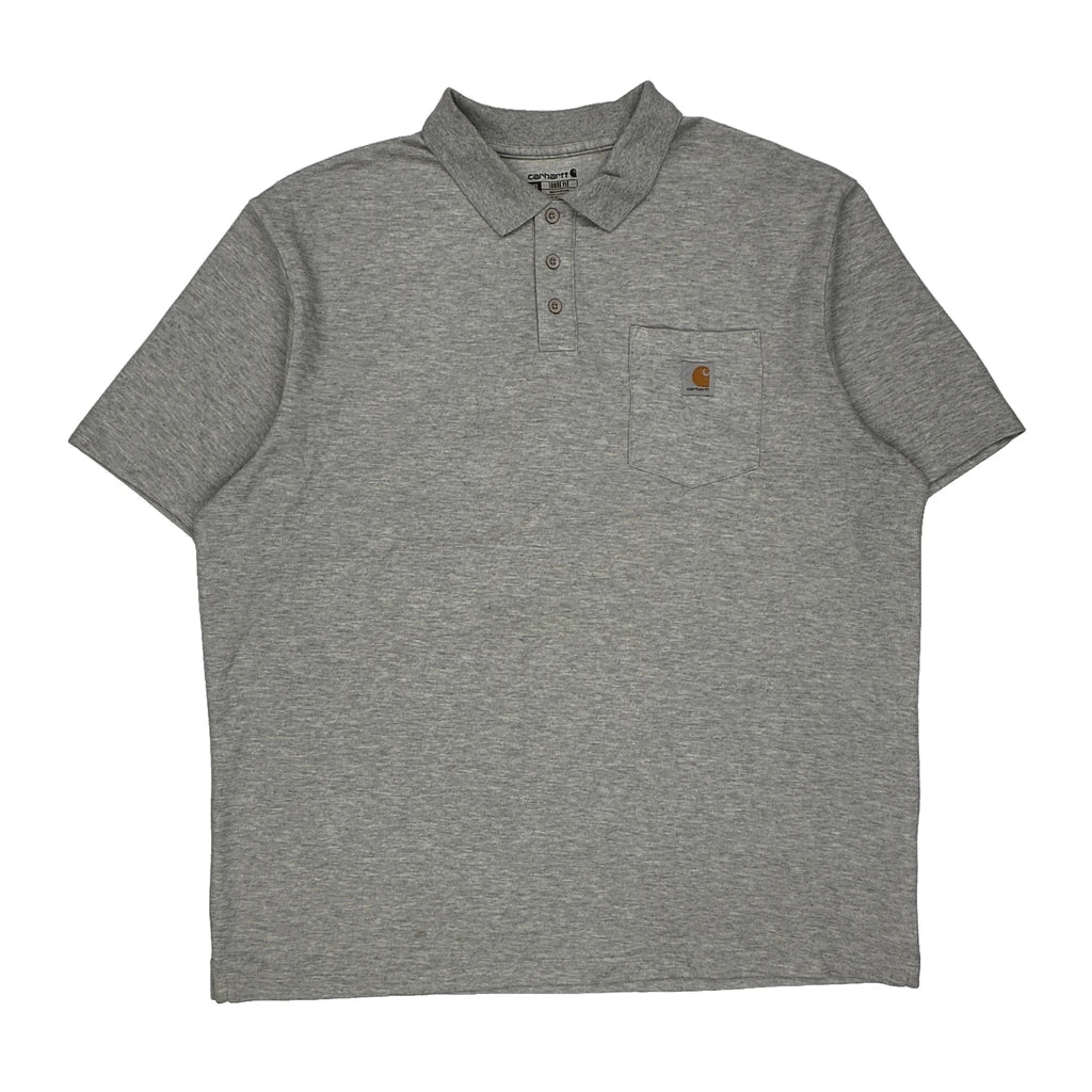 Carhartt Polo Shirt - 2XL Grey Cotton Refurbished - Thrifted (note: this is a term often used to describe second- refurbished available on Cerqular