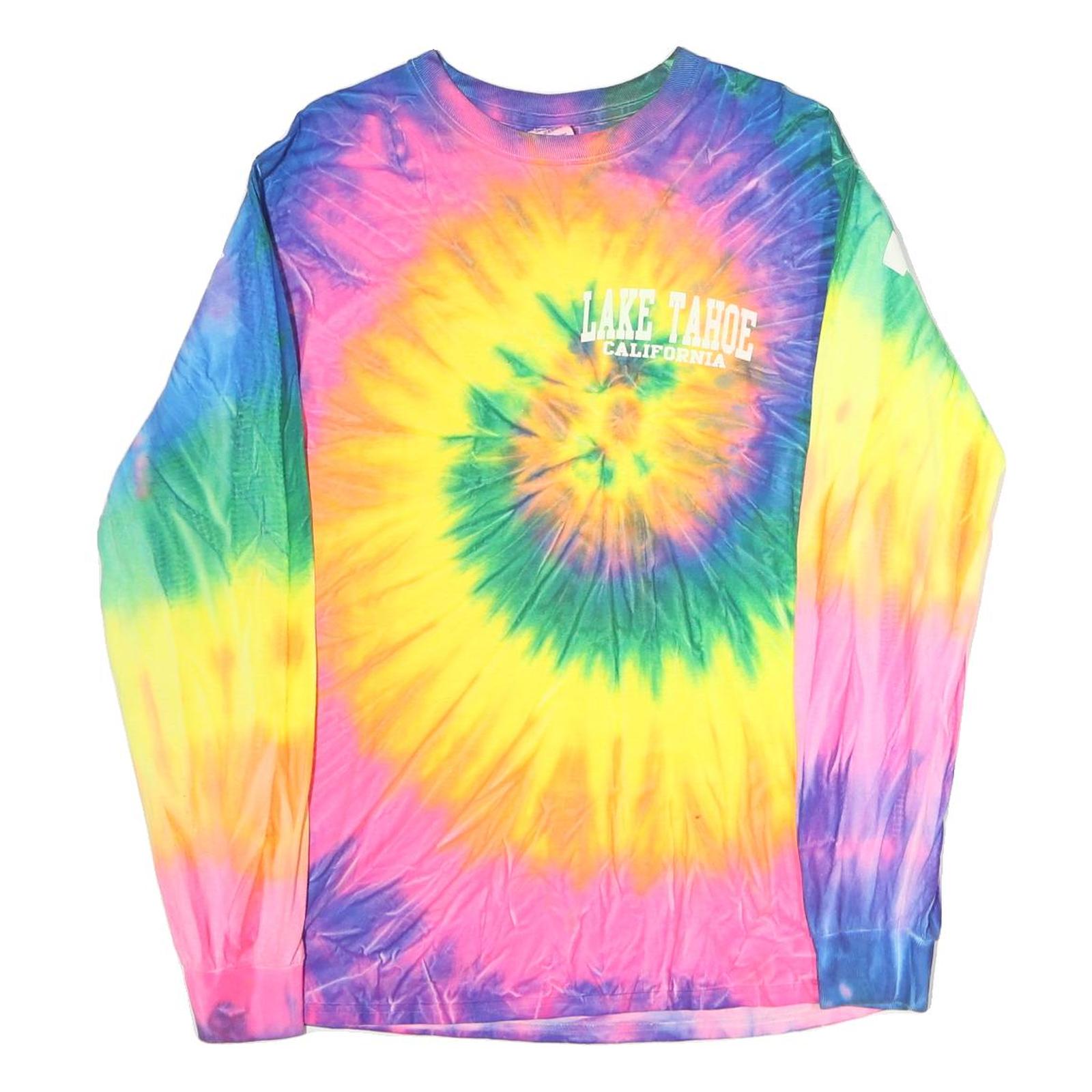 GILDAN Mens Yellow & Pink Tie Dye Long Sleeve Crew Neck T-Shirt M Cotton Refurbished - N/A refurbished available on Cerqular