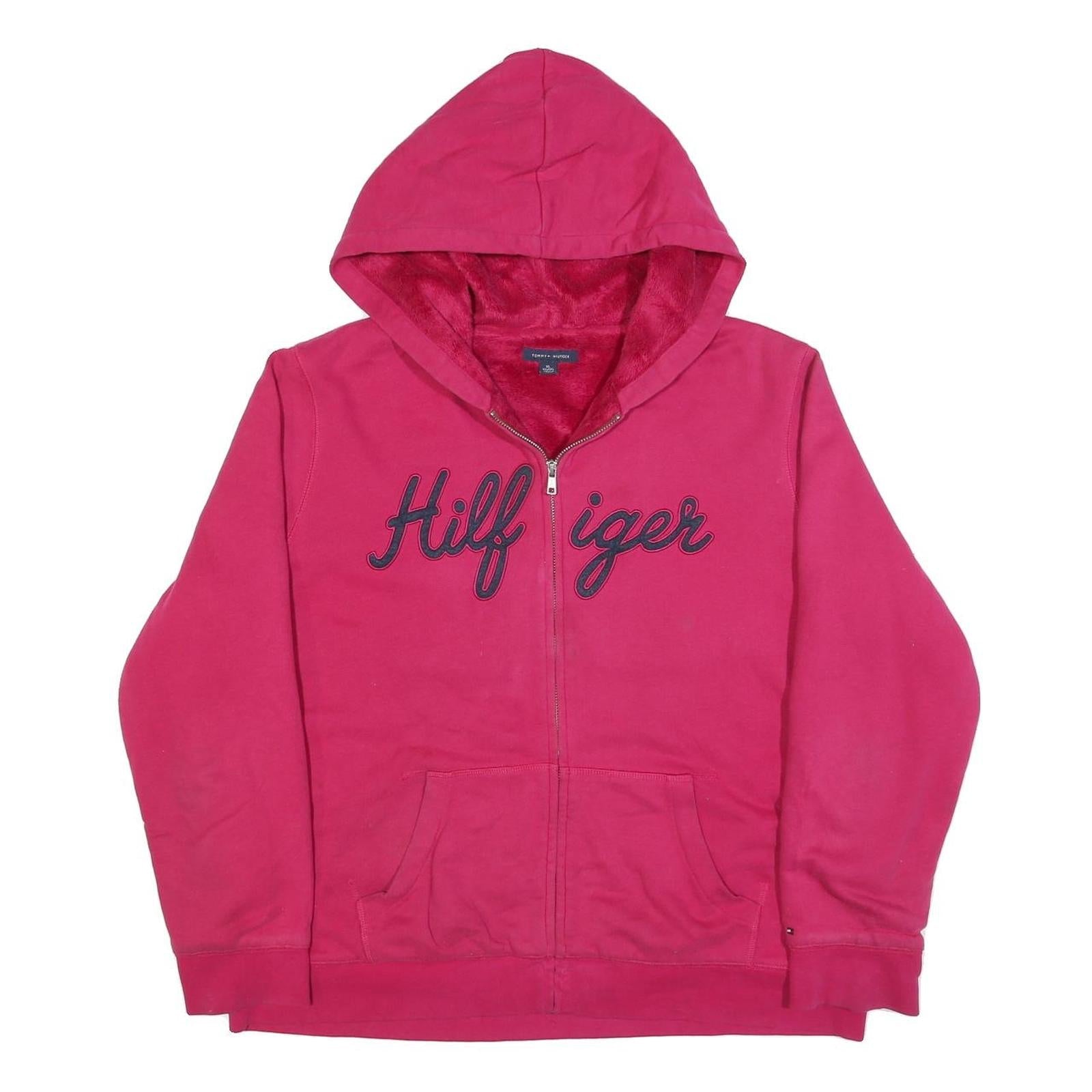 TOMMY HILFIGER Womens Pink Zip Up Hoodie XL Casual Cotton Blend Sweatshirt Refurbished - N/A refurbished available on Cerqular
