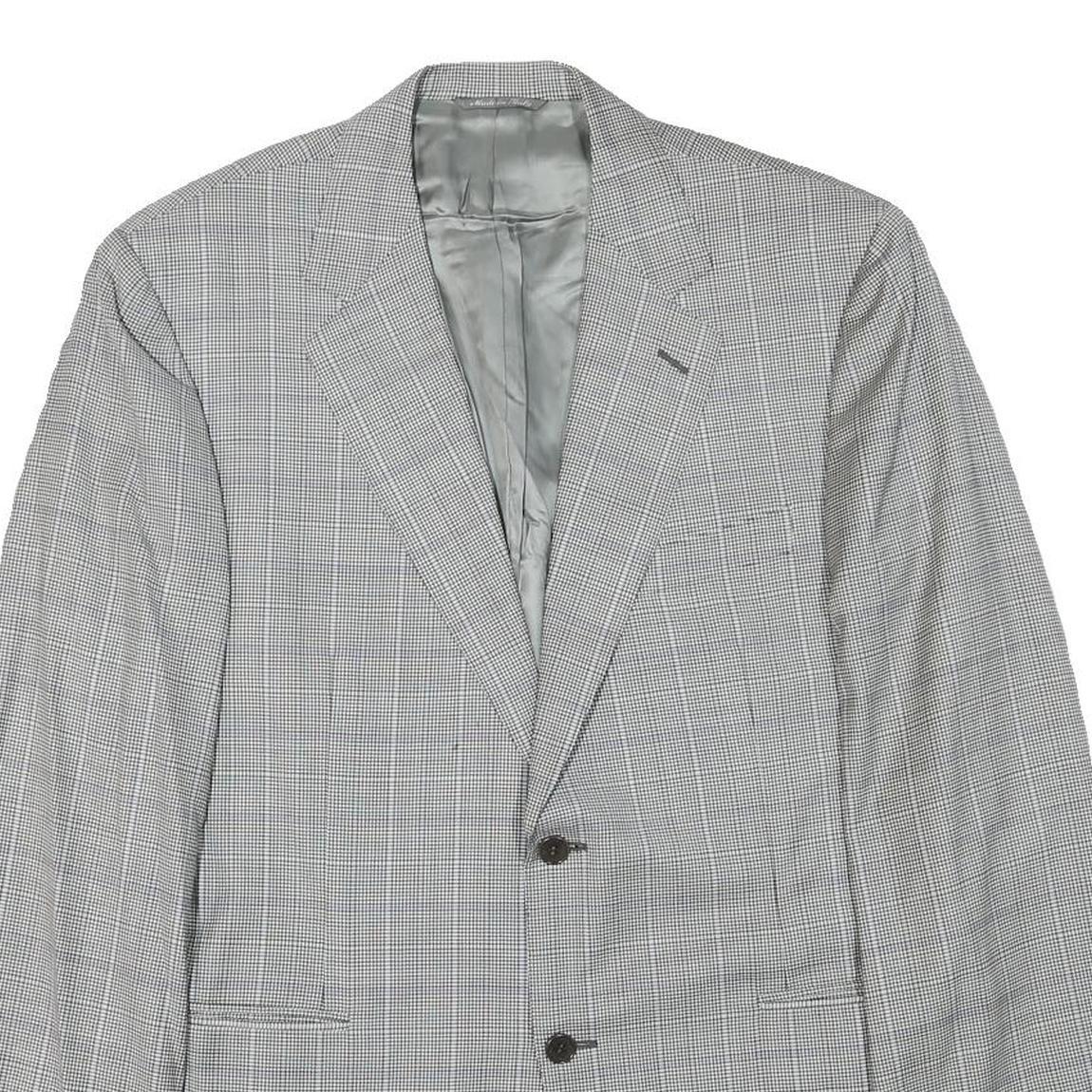 CANALI Mens Grey & Black Checked Wool Blend Classic Jacket S Woven Button Refurbished - N/A refurbished available on Cerqular