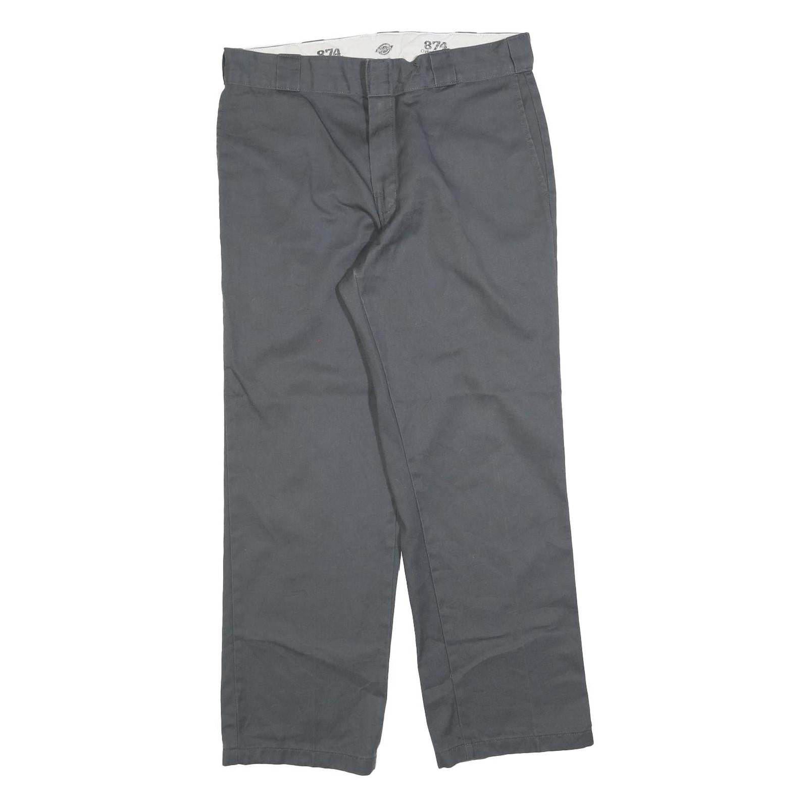 DICKIES Mens Cotton Blend Grey Regular Fit Straight Leg Trousers W33 L30 Refurbished - N/A refurbished available on Cerqular