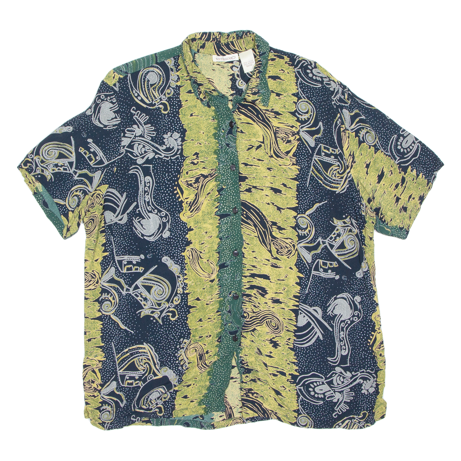Womens Printed Blouse Green Viscose Crazy Pattern 2XL Refurbished - N/A refurbished available on Cerqular