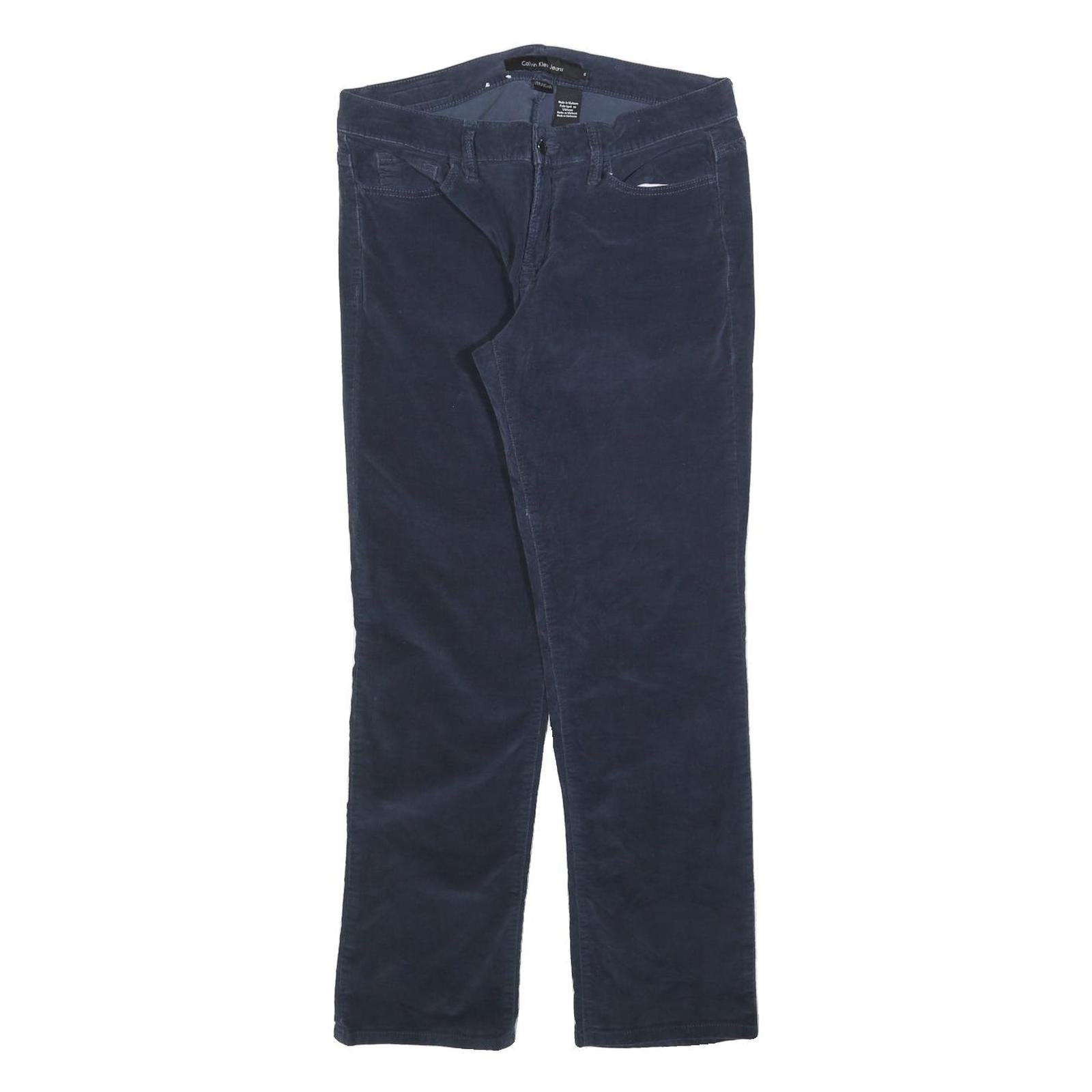 CALVIN KLEIN JEANS Womens Cotton Blend Navy Blue Regular Straight Trousers W30 Refurbished - N/A refurbished available on Cerqular