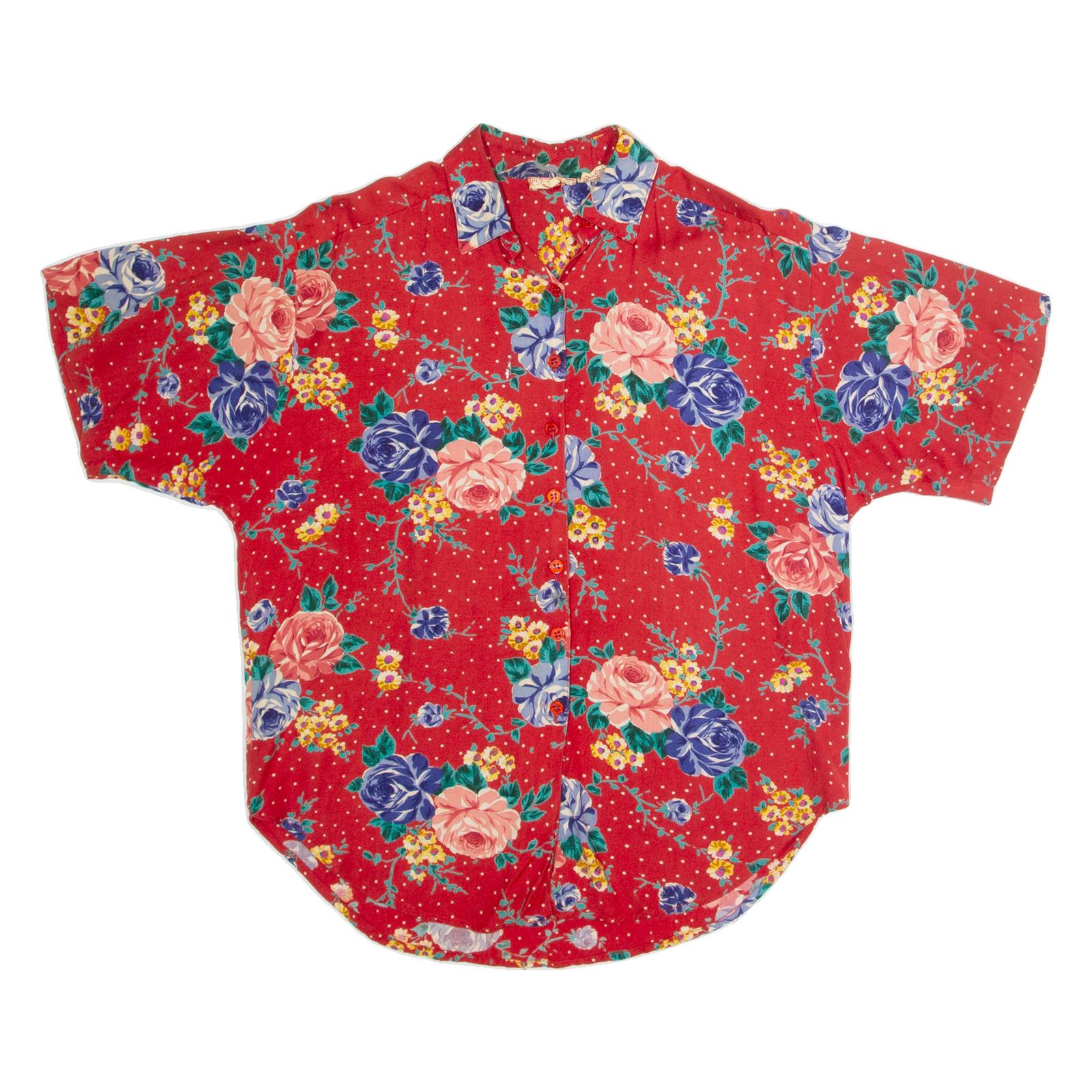 STAR OF INDIA Womens Printed Shirt Red Collared 90s Floral M Refurbished - N/A refurbished available on Cerqular