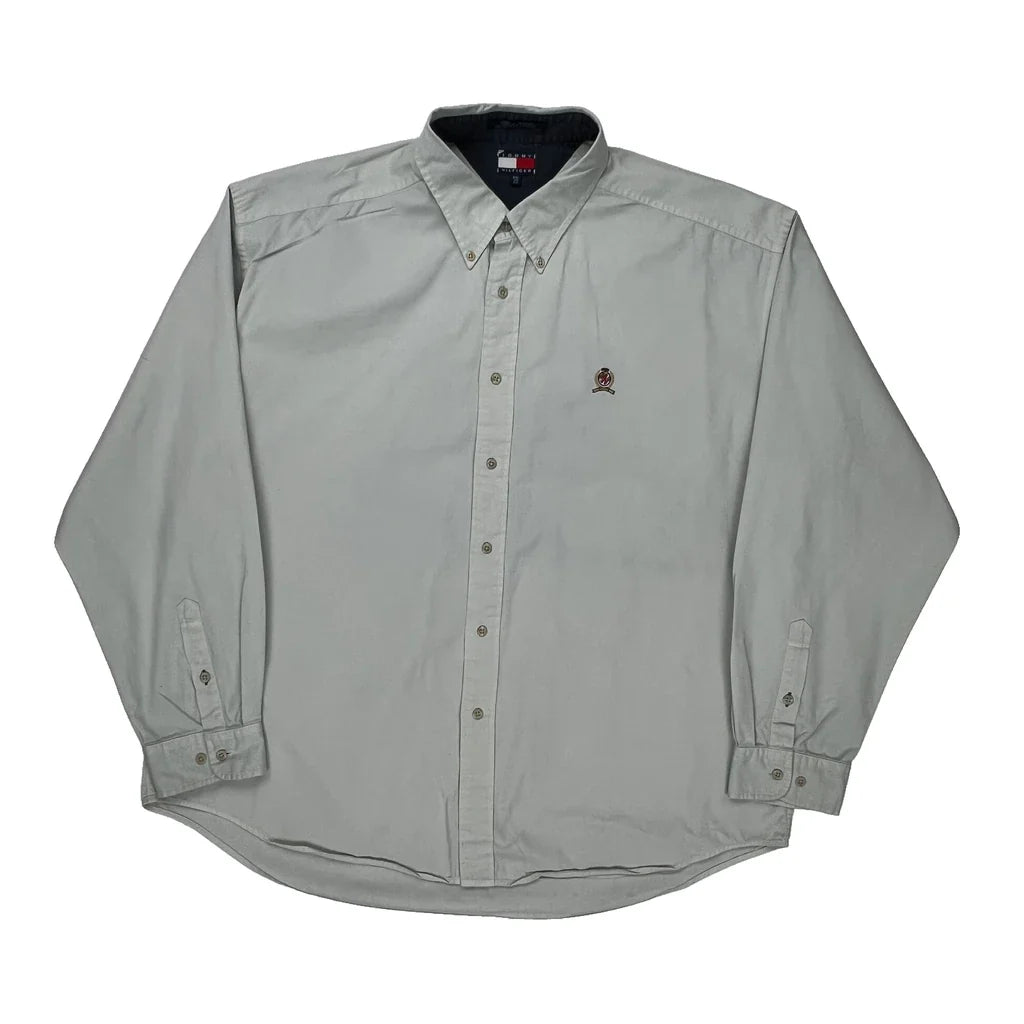 Tommy Hilfiger Shirt - 2XL Grey Cotton Refurbished - Thrifted (note: this is a term often used to describe second- refurbished available on Cerqular