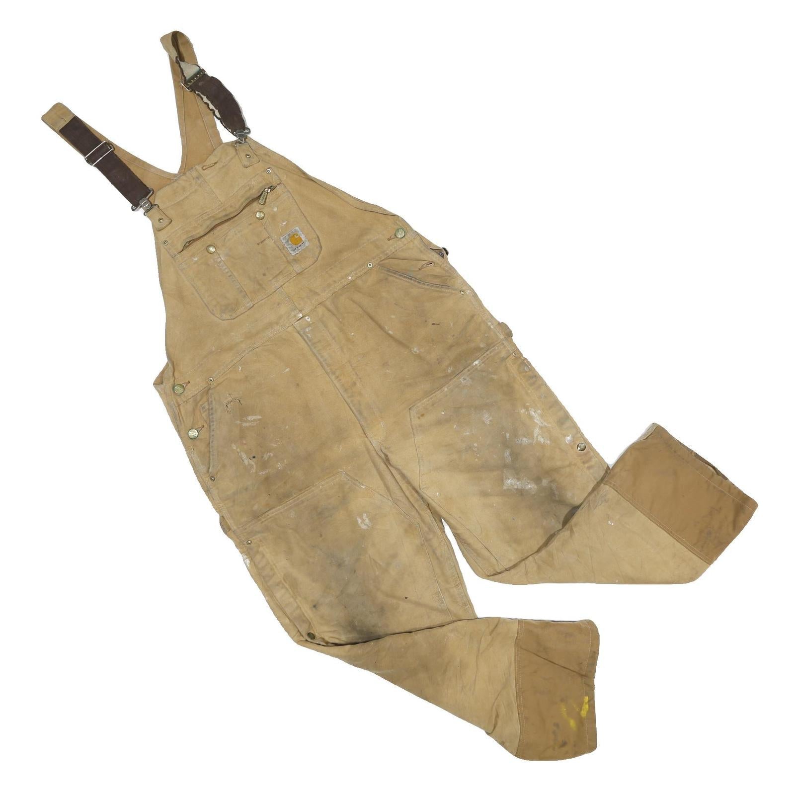 CARHARTT Mens Beige Workwear Cotton Blend Dungarees L W40 L28 Durable Practical Refurbished - N/A refurbished available on Cerqular