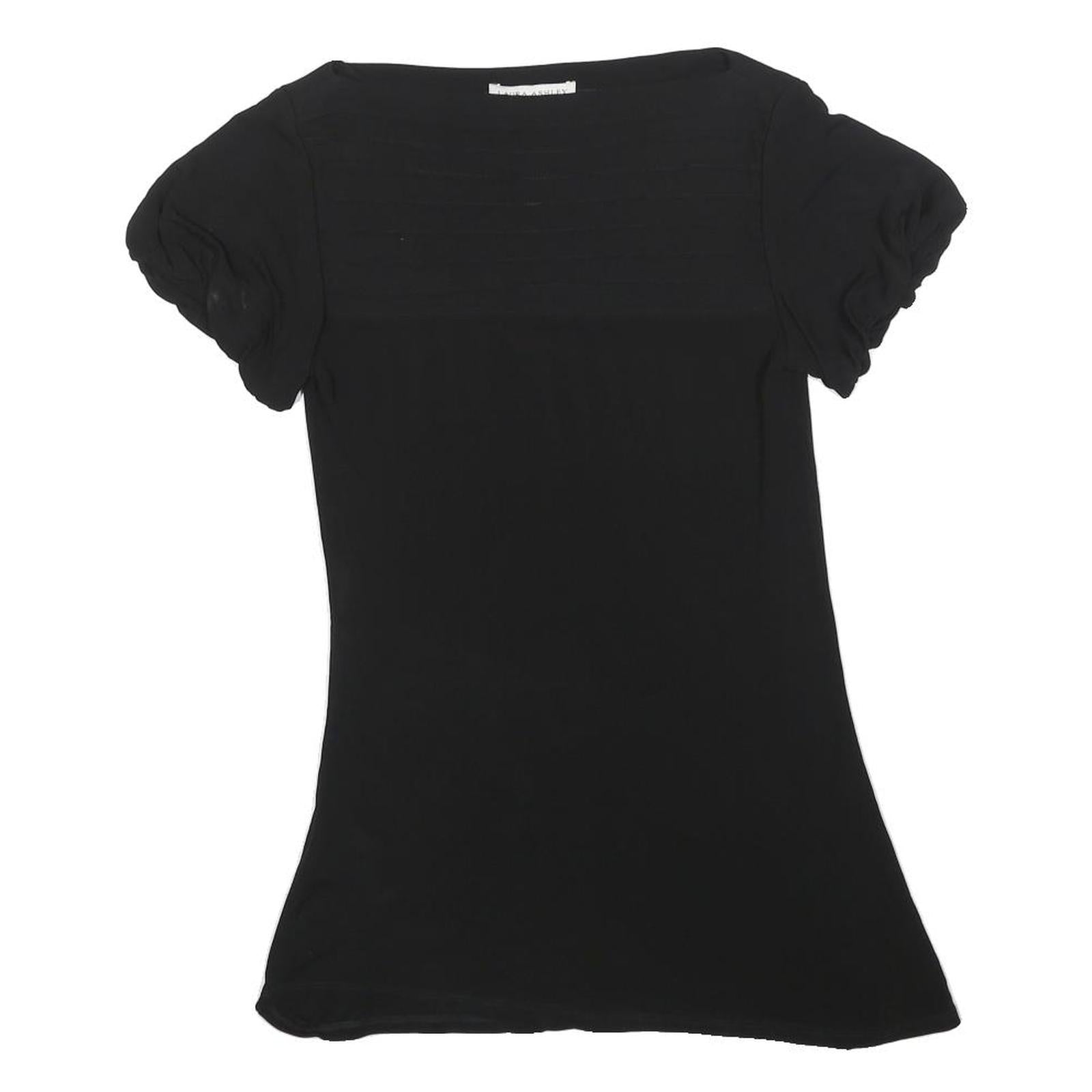 LAURA ASHLEY Womens Black Basic Top Short Sleeve Round Neck UK 10 Polyester Refurbished - N/A refurbished available on Cerqular