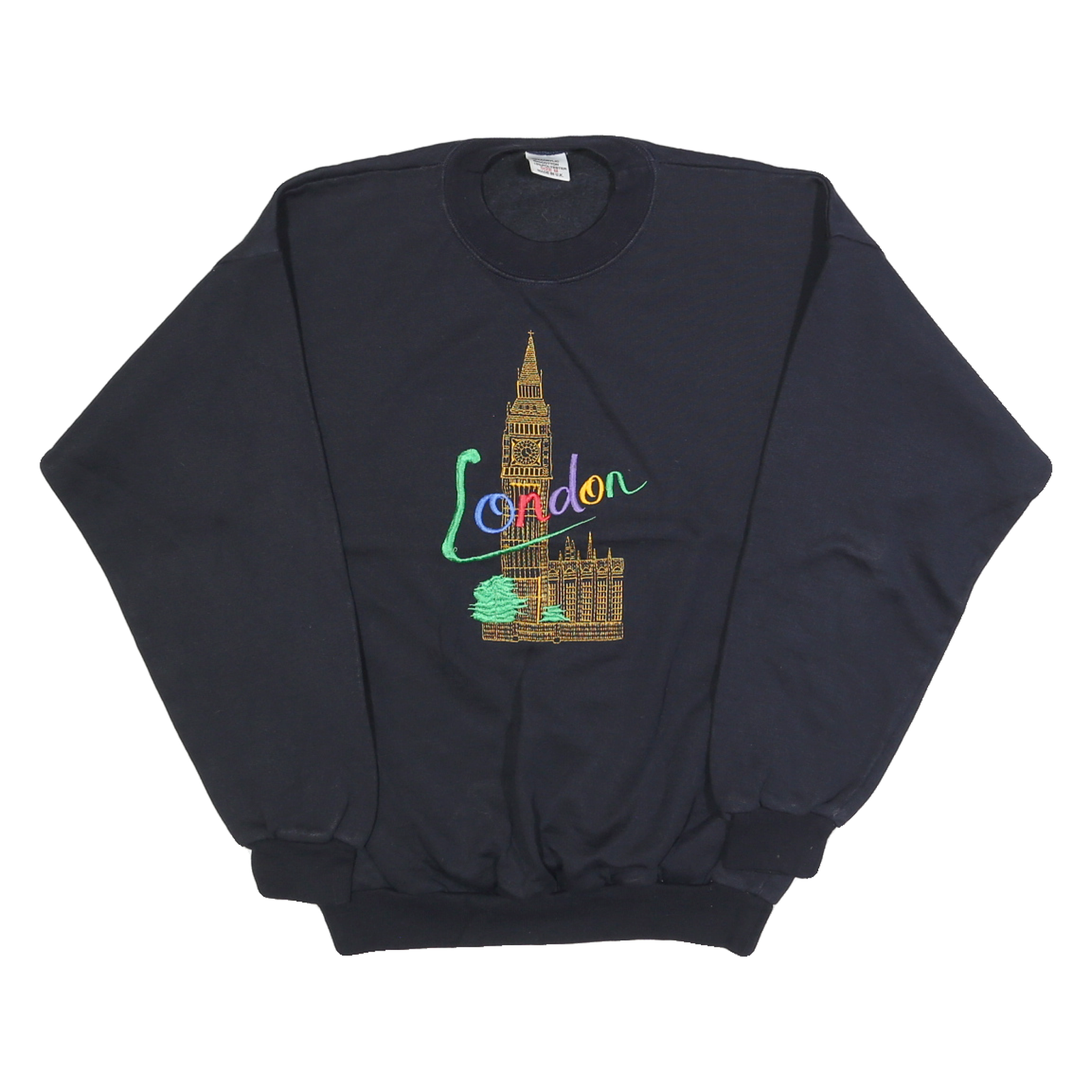 Buy Womens Black London Embroidered Crew Neck Sweatshirt M Cotton Blend Comfortable Refurbished - $22.09 Womens Black London Embroidered Crew Neck Sweatshirt M Cotton Blend Comfortable Refurbished - N/A refurbished available on Cerqular