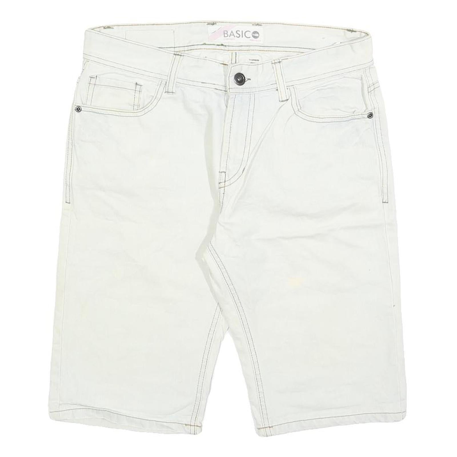 GREEN COAST Mens Shorts White Casual M W32 Cotton Blend Straight Fit Pockets Refurbished - N/A refurbished available on Cerqular