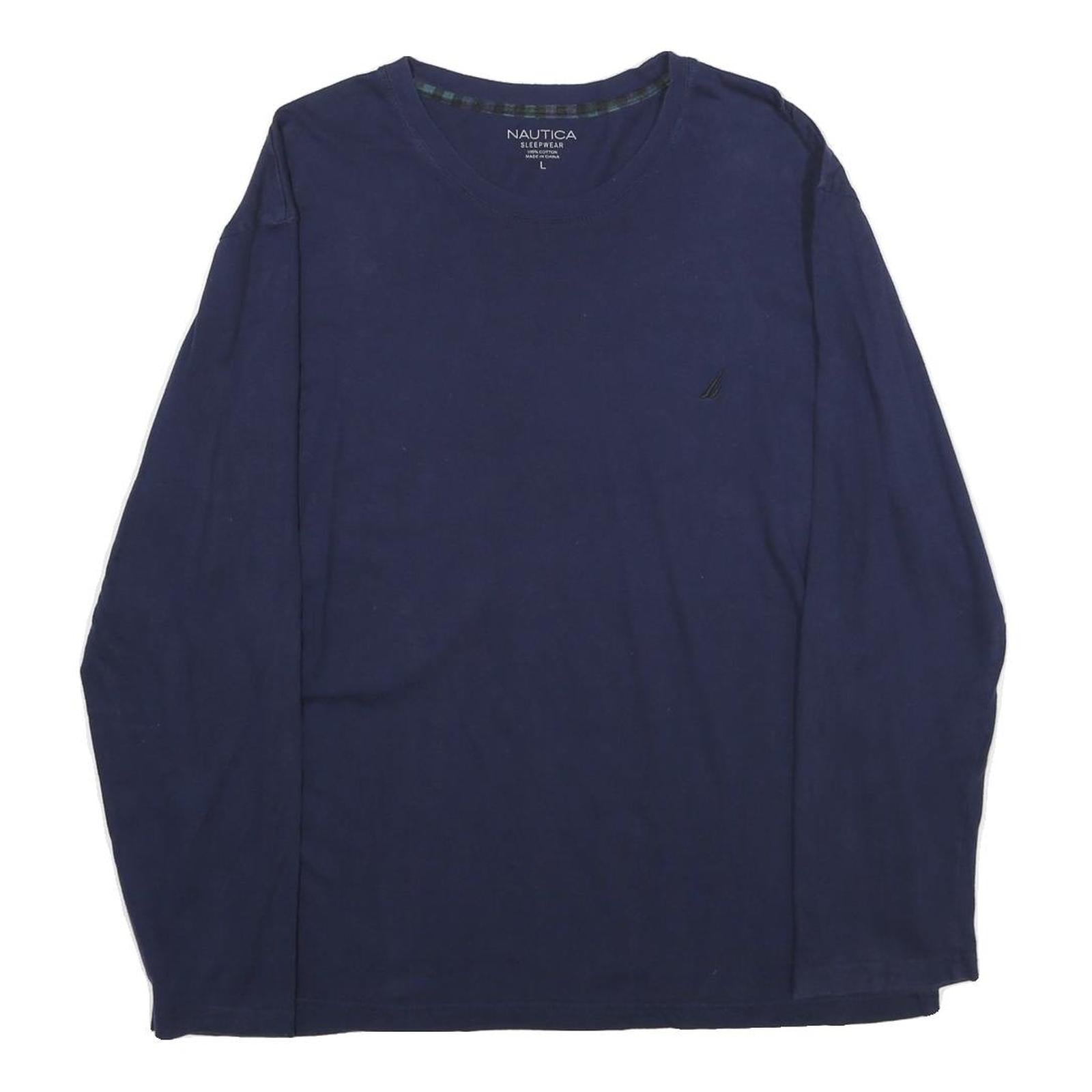 NAUTICA Mens Blue Long Sleeve Crew Neck Cotton T-Shirt L Classic Fit Refurbished - N/A refurbished available on Cerqular