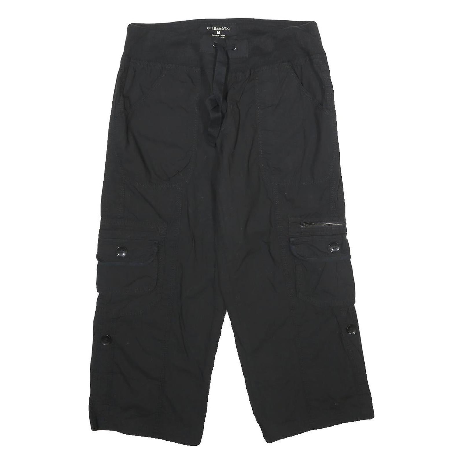 GH BASS & CO Womens Black Cotton Cargo Shorts M W28 Casual Pocketed Drawstring Refurbished - N/A refurbished available on Cerqular