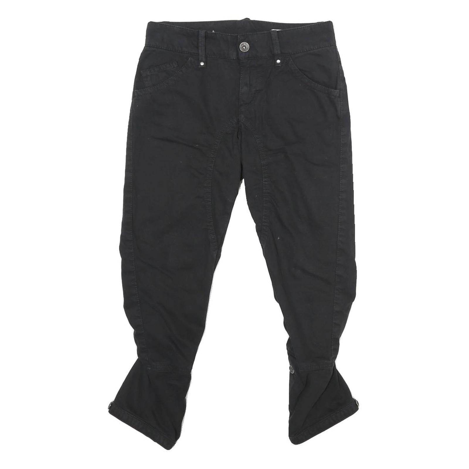GAS Womens Cotton Black Regular Fit Tapered Leg Trousers W25 L25 Stylish Zip Refurbished - N/A refurbished available on Cerqular