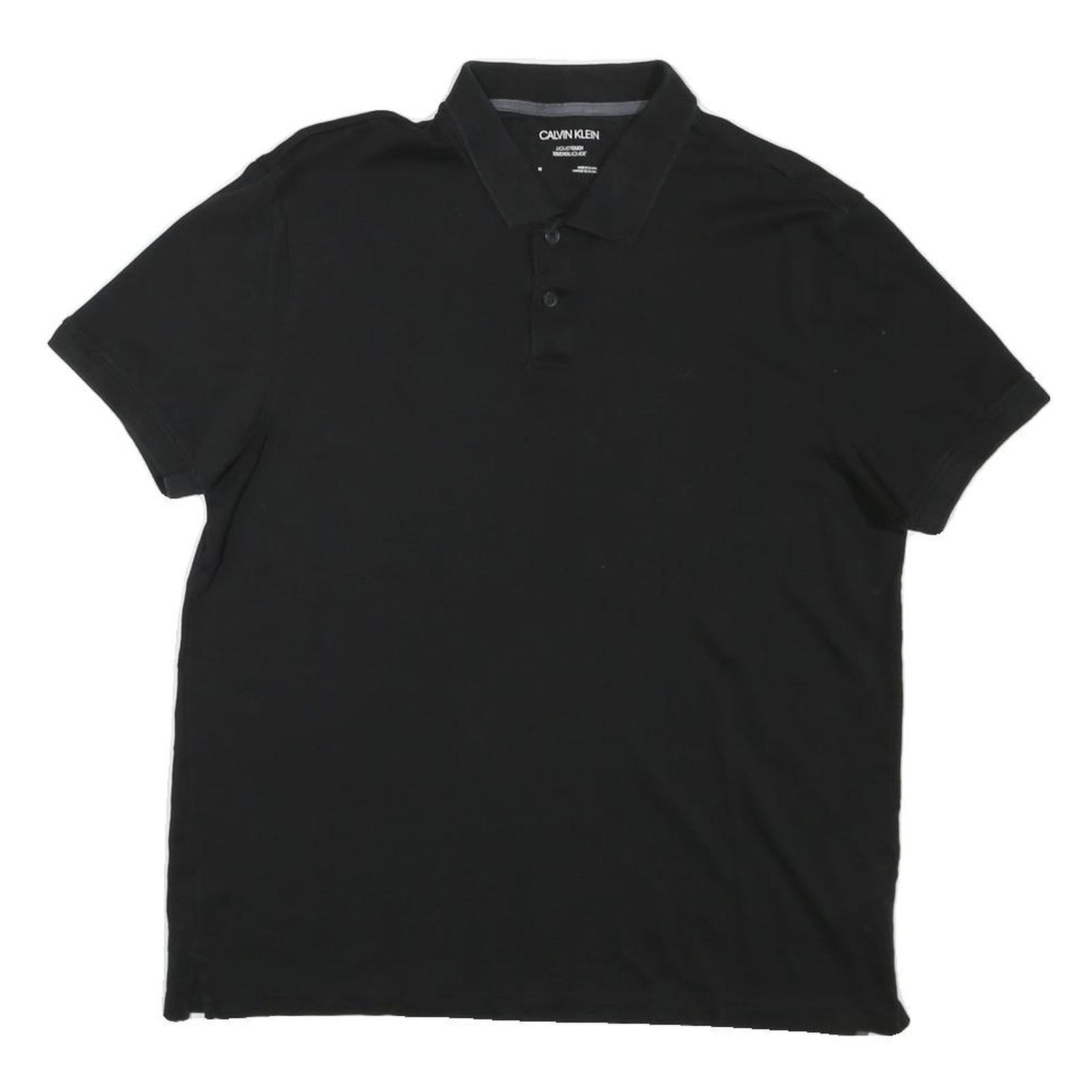CALVIN KLEIN Mens Black Short Sleeve Plain Polo Shirt M Cotton Blend Classic Refurbished - N/A refurbished available on Cerqular