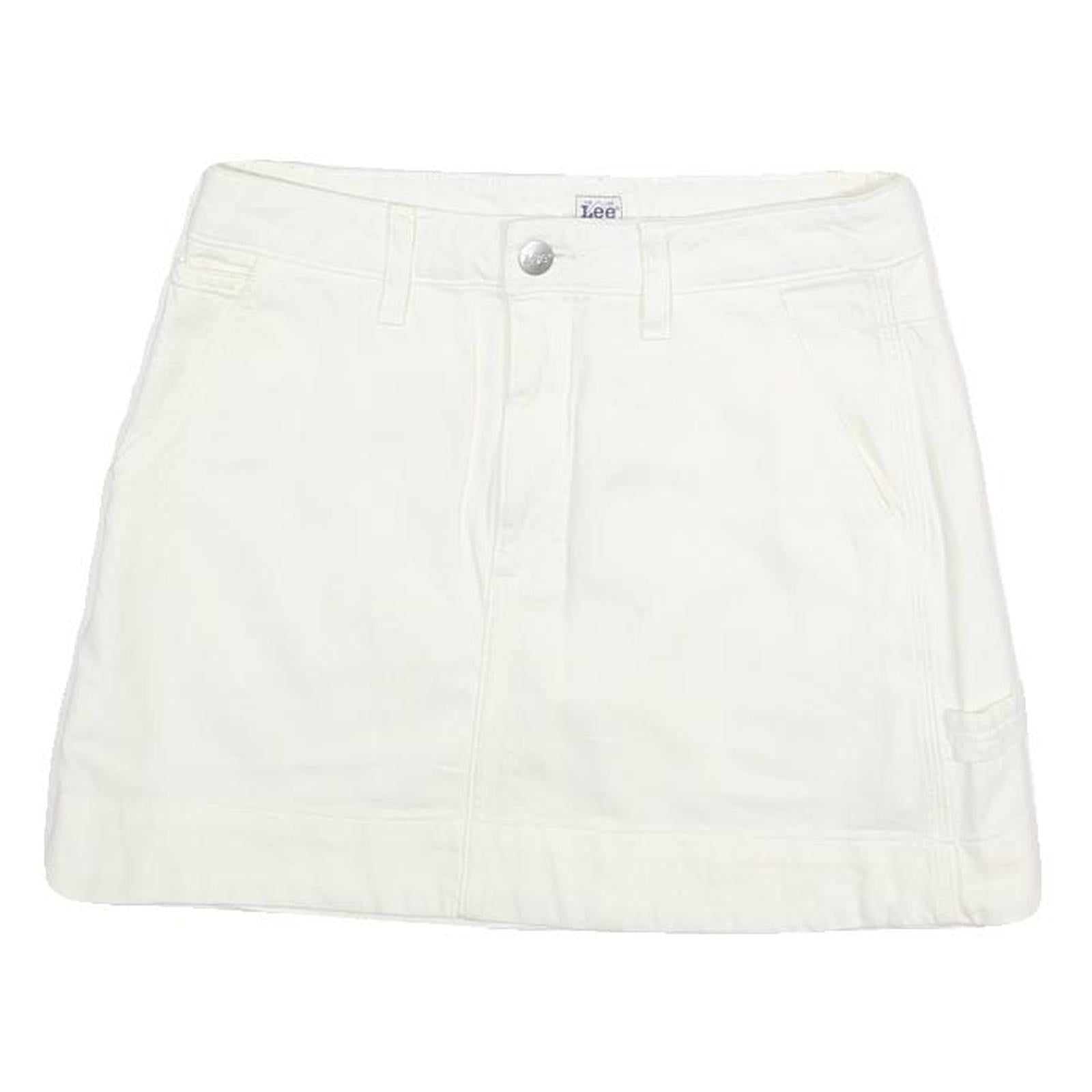 LEE Womens White Cotton Mini Skirt Casual Plain M Button Closure Pockets Refurbished - N/A refurbished available on Cerqular